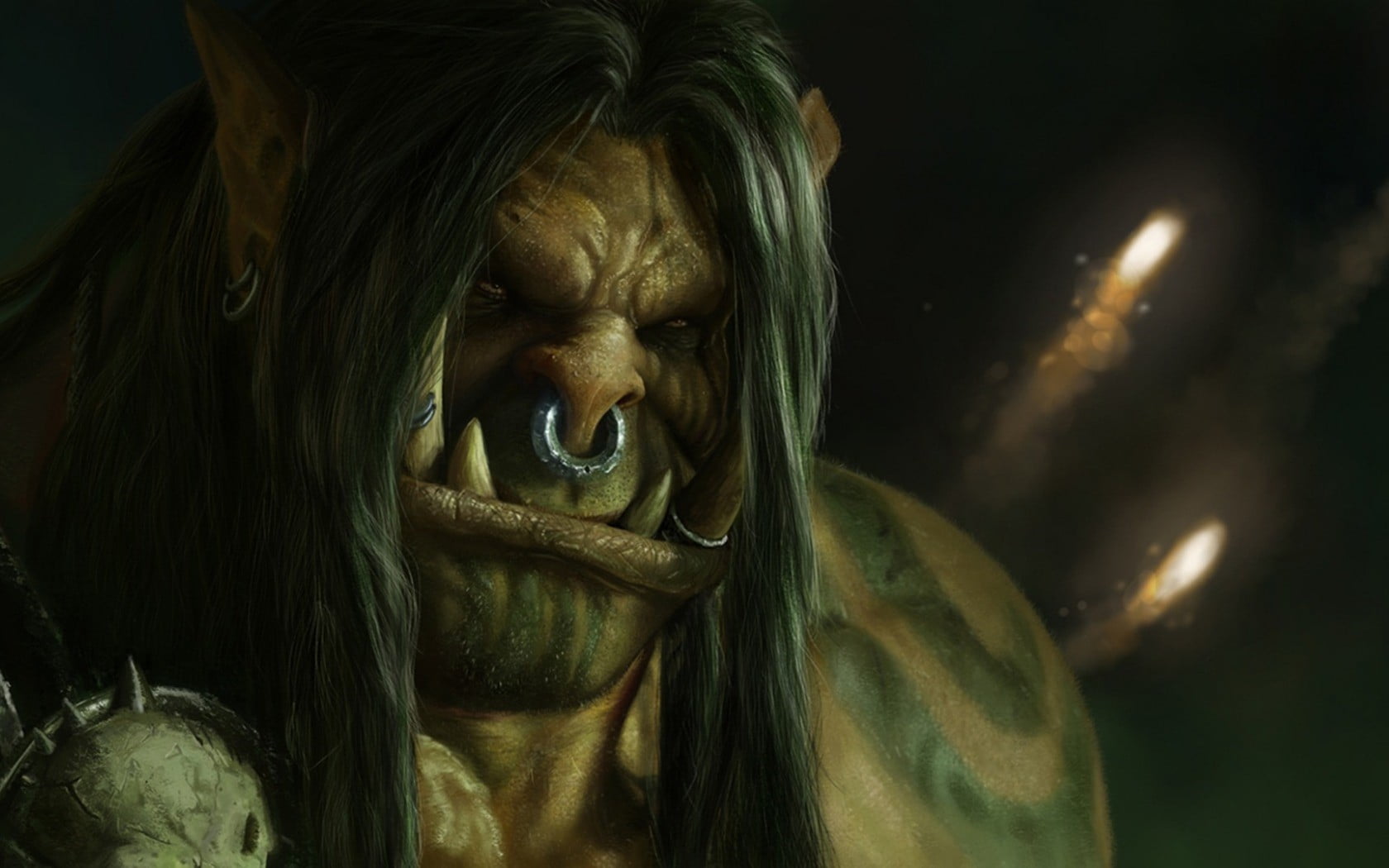 emotion, hair, women, social issues, Grommash hellscream, front view, human face, black background, 720P, portrait, Warlords of draenor, one person, contemplation, HD Wallpaper