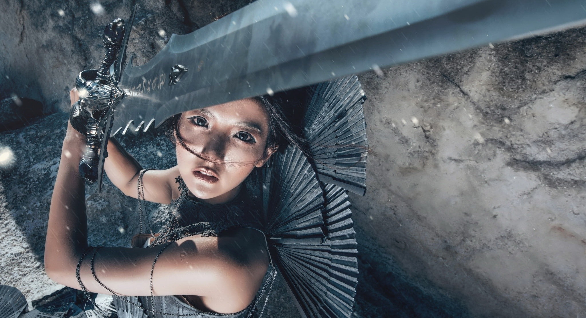 women, model, Frostmourne, sword, Asian, 1080P, HD Wallpaper