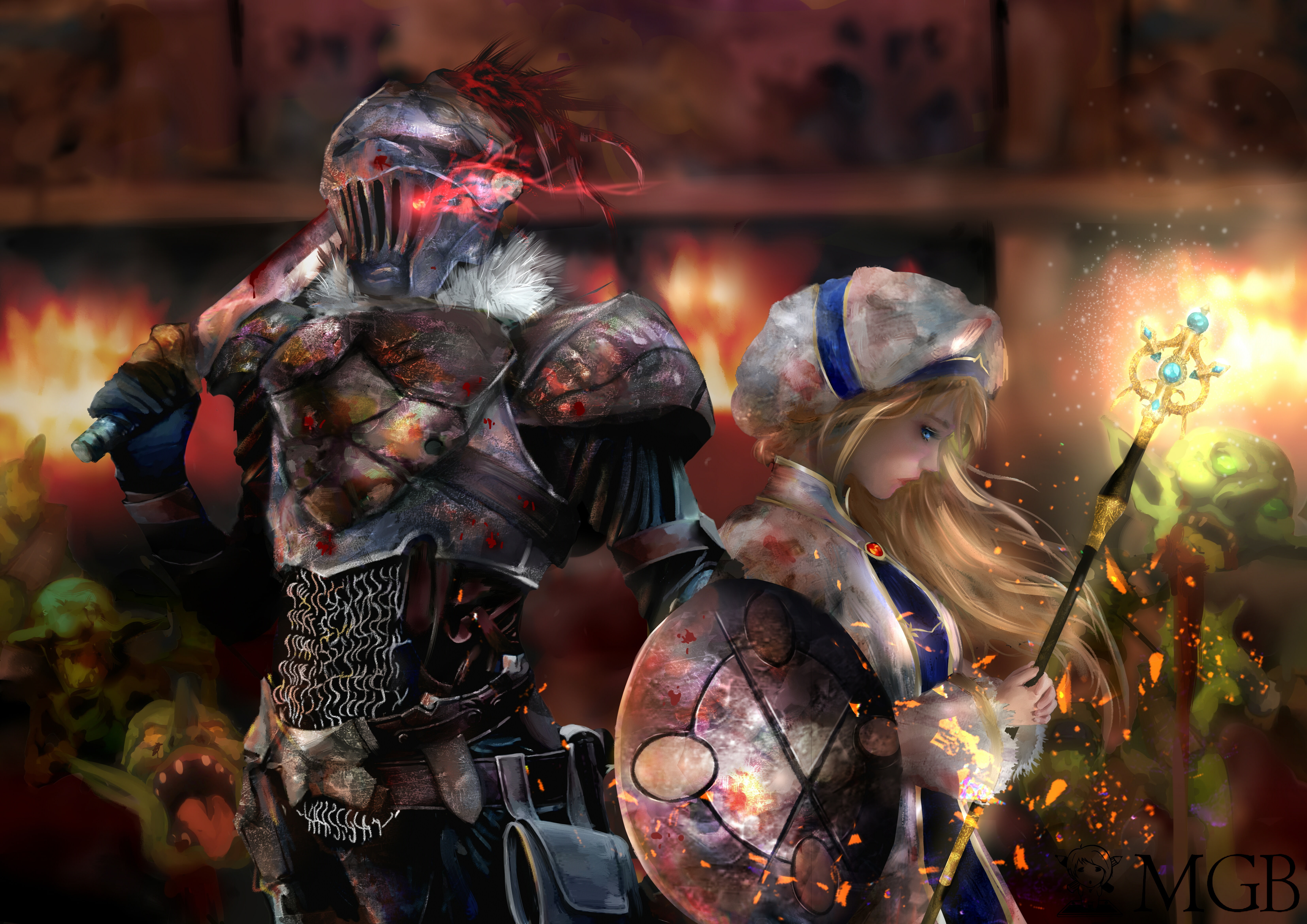 5K, Onna Shinkan, Goblin Slayer, Anime, HD Wallpaper