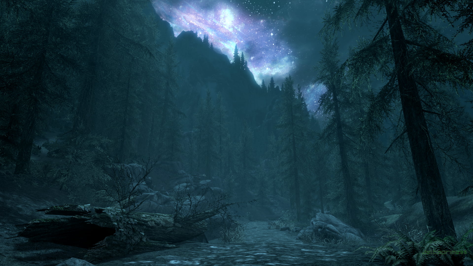 Skyrim Remastered, The Elder Scrolls V: Skyrim, screen shot, night sky, 1080P, In-Game Photography, PC gaming, galaxy, HD Wallpaper
