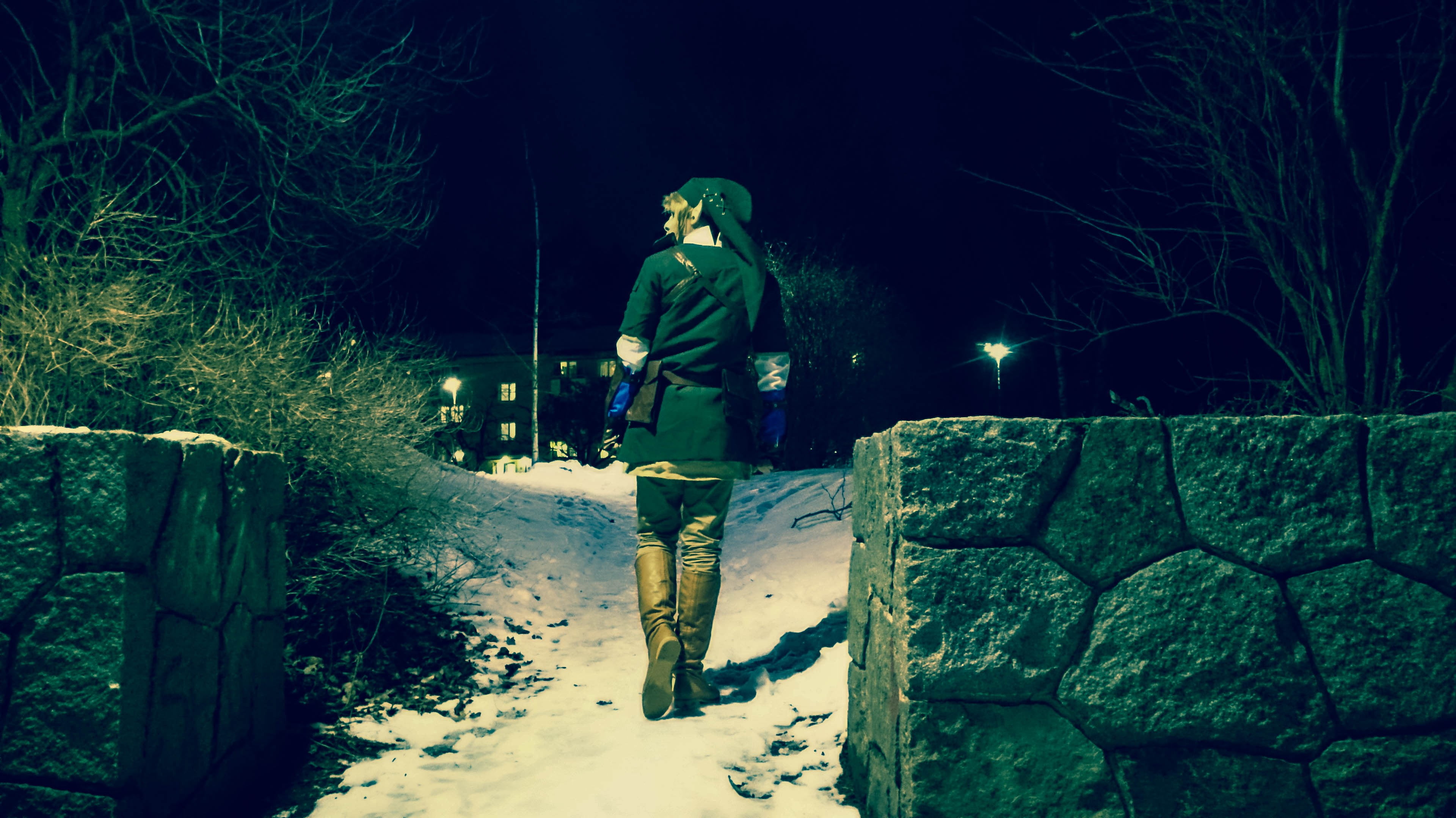 standing, cosplay, cold temperature, snow, plant, boots, men, photography, young adult, outdoors, winter, lifestyles, Link, leisure activity, pair, warm clothing, HD Wallpaper