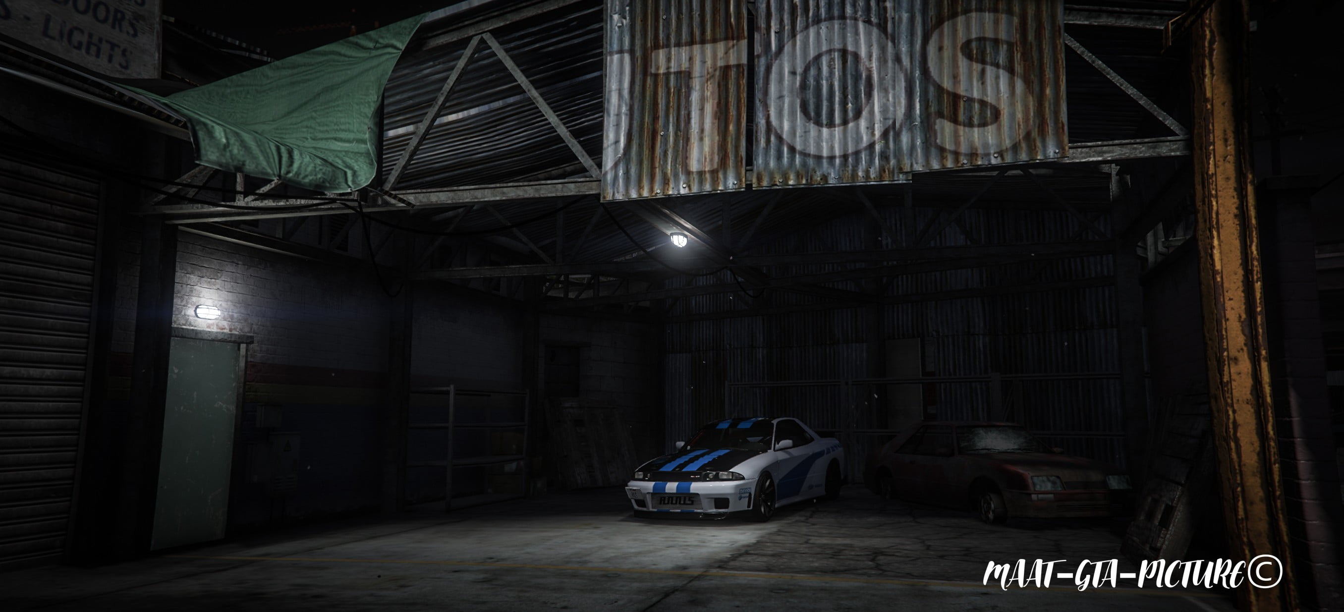 text, Grand Theft Auto V, communication, industry, land vehicle, built structure, western script, no people, sign, illuminated, city, mode of transportation, HD Wallpaper