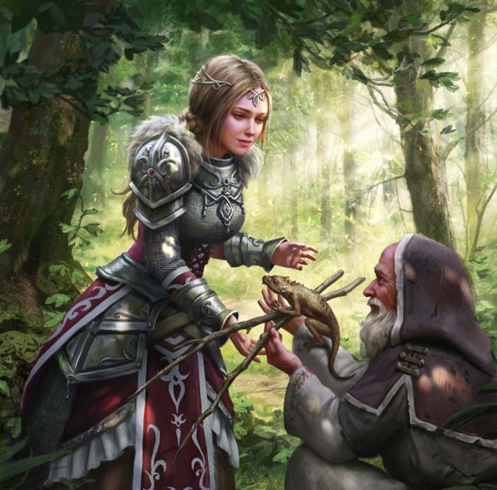 gift, man, old man, 480P, The gift, anotherwanderer, fantasy, girl, legend of the cryptids, jeridan, forest, HD Wallpaper