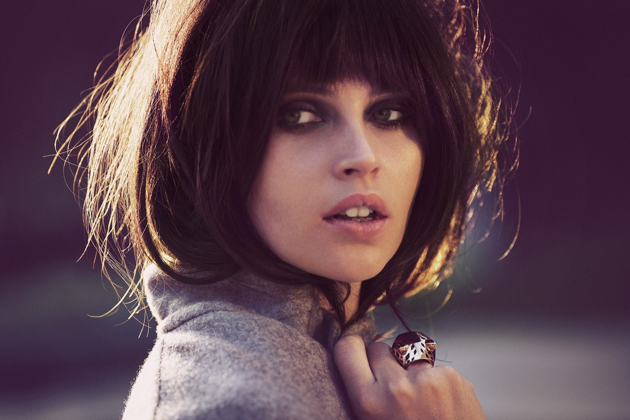 looking away, actress, 1080P, open mouth, brunette, guy aroch, Felicity Jones, women, celebrity, HD Wallpaper