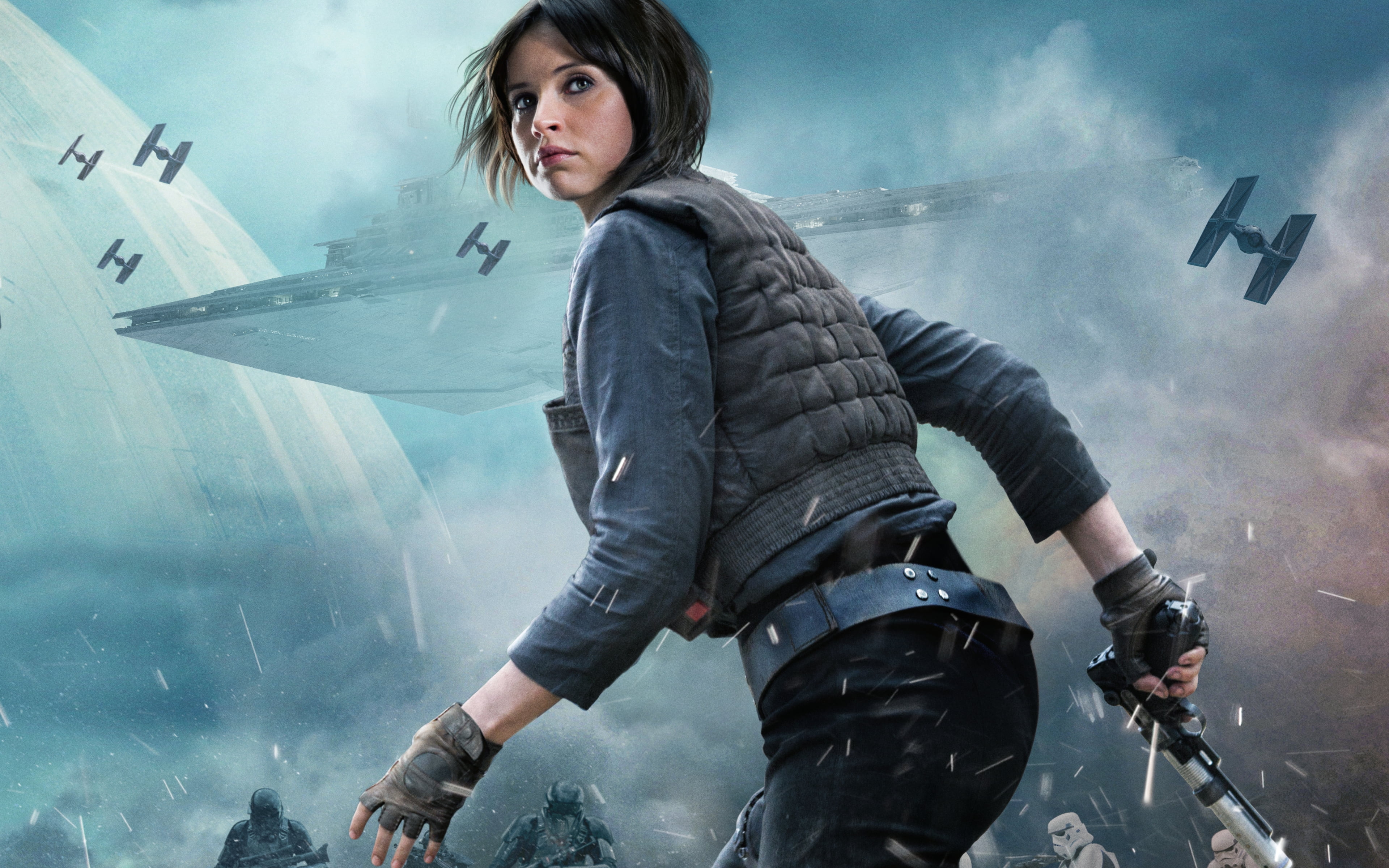 lifestyles, wars, Movies, hollywood, felicity, nature, outdoors, airplane, rogue, one, erso, water, air vehicle, flying, looking, 4K, women, Hollywood Movies, HD Wallpaper