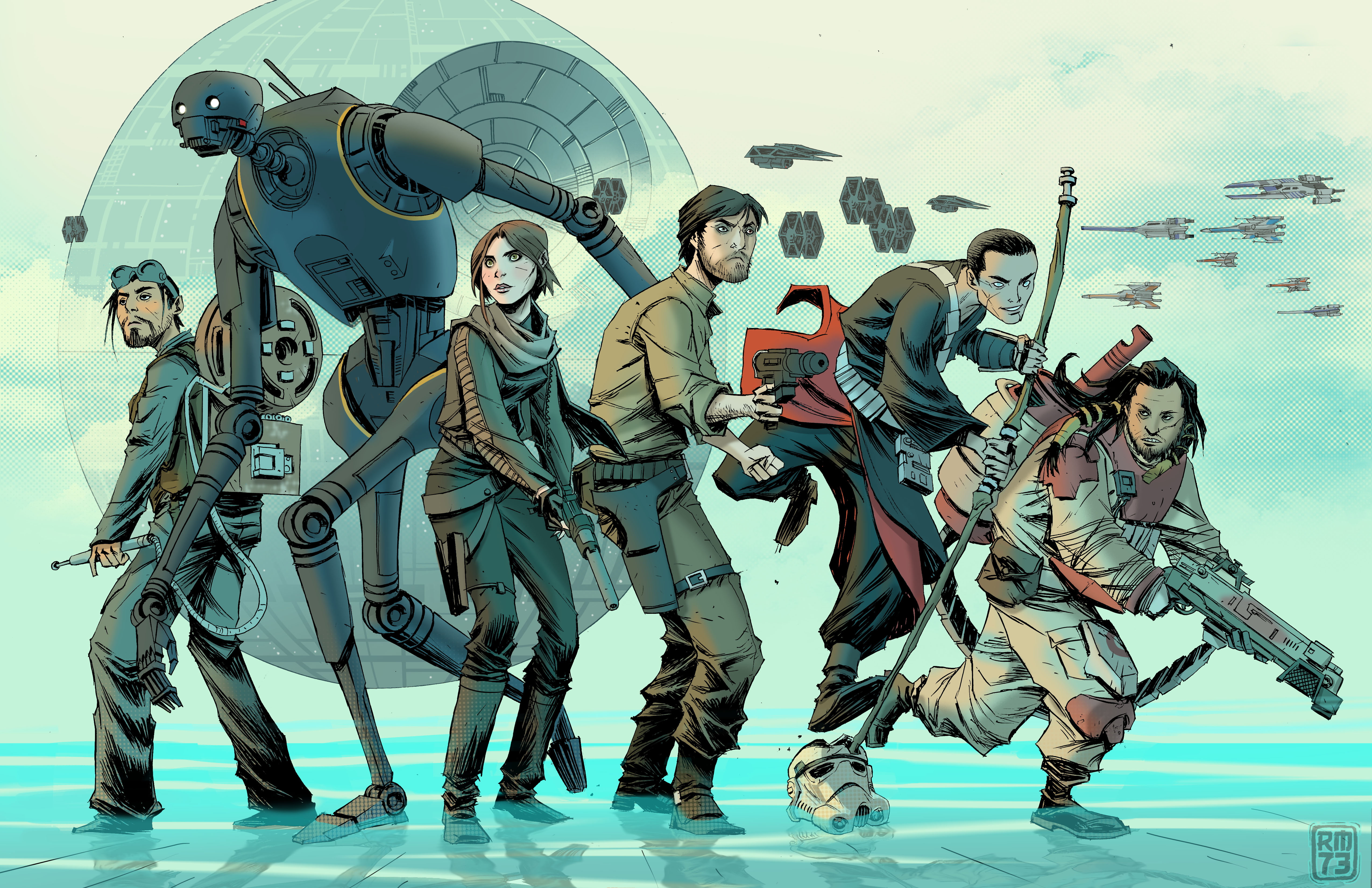 Bodhi Rook, Star Wars, Rogue One: A Star Wars Story, Chirrut Îmwe, Baze Malbus, K-2SO, 4K, Jyn Erso, Cassian Andor, HD Wallpaper