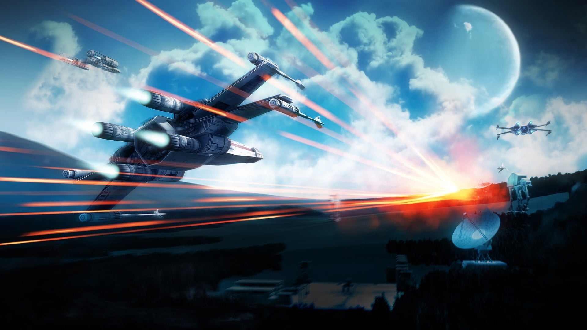 mode of transportation, airplane, illuminated, cloud - sky, Star Wars, digital composite, Caspian border, video games, night, gray, arts culture and entertainment, HD Wallpaper