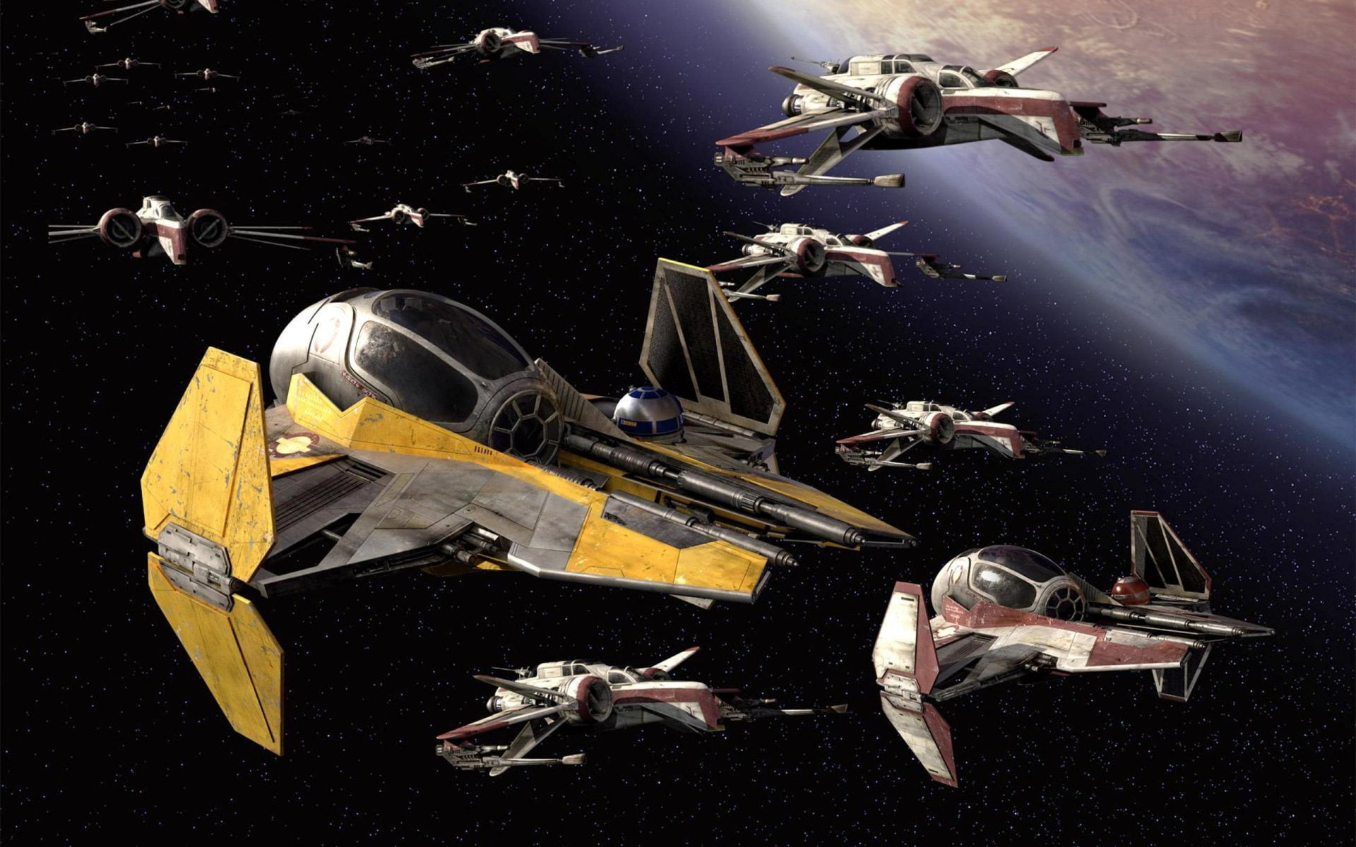 Video Game, sea, space Travel Vehicle, destruction, color Image, cockpit, technology, spaceship, CGI, gray, spacecrafts, X-Wing, motion, environmental issues, HD Wallpaper