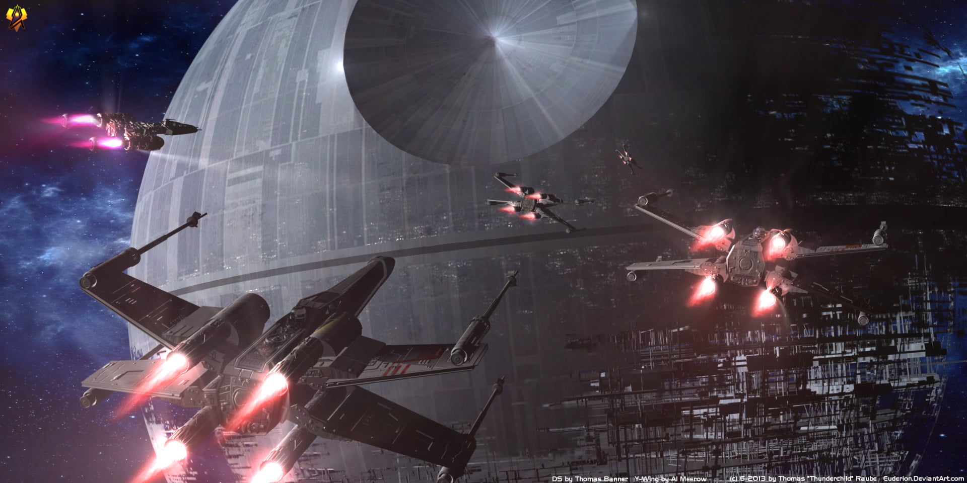 Death Star, 1080P, group of people, firework display, arts culture and entertainment, celebration, X-Wing, smoke - physical structure, illuminated, HD Wallpaper