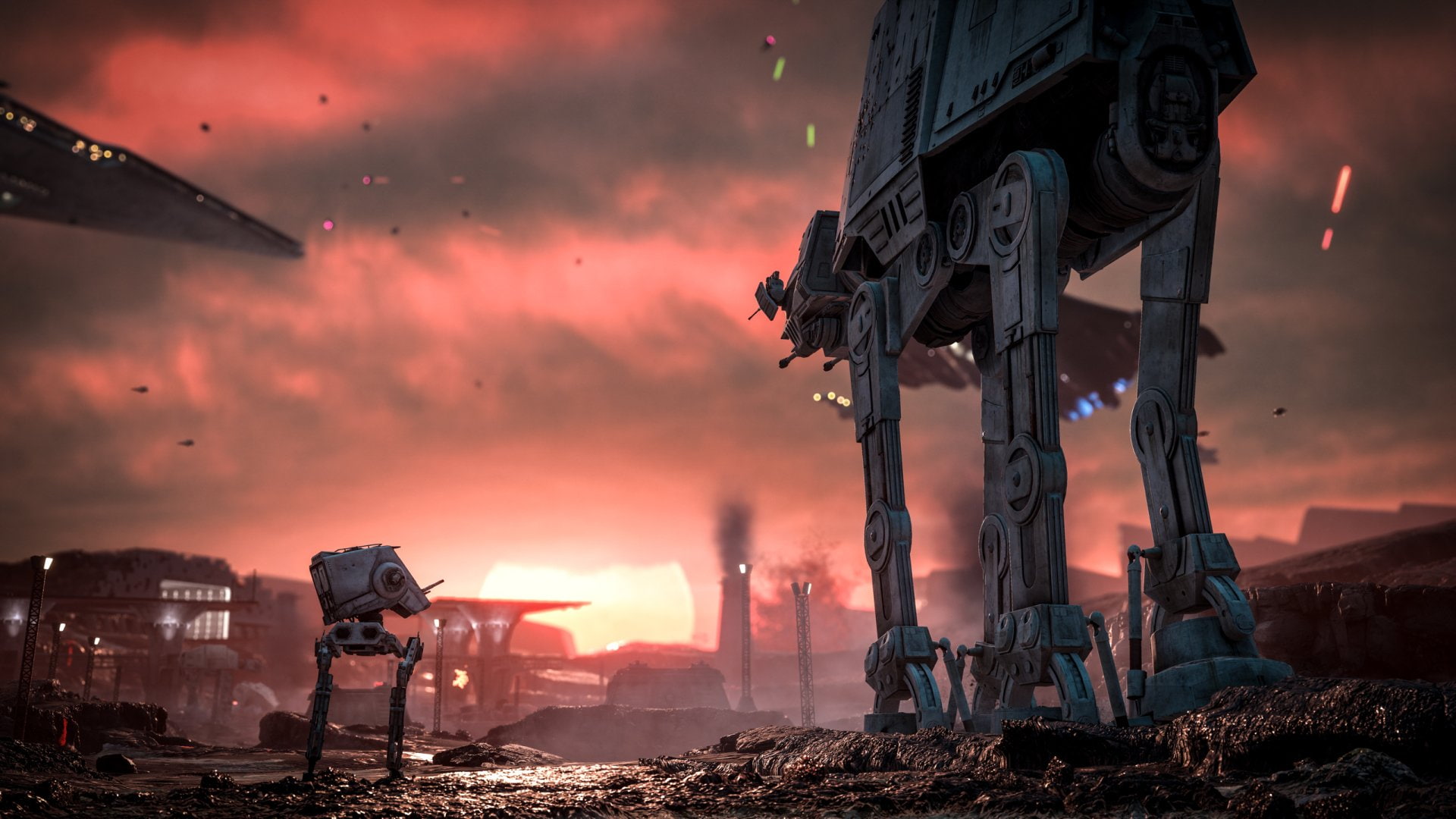AT-AT Walker, architecture, communication, environment, sign, destruction, smoke - physical structure, no people, outdoors, built structure, Star Wars, HD Wallpaper