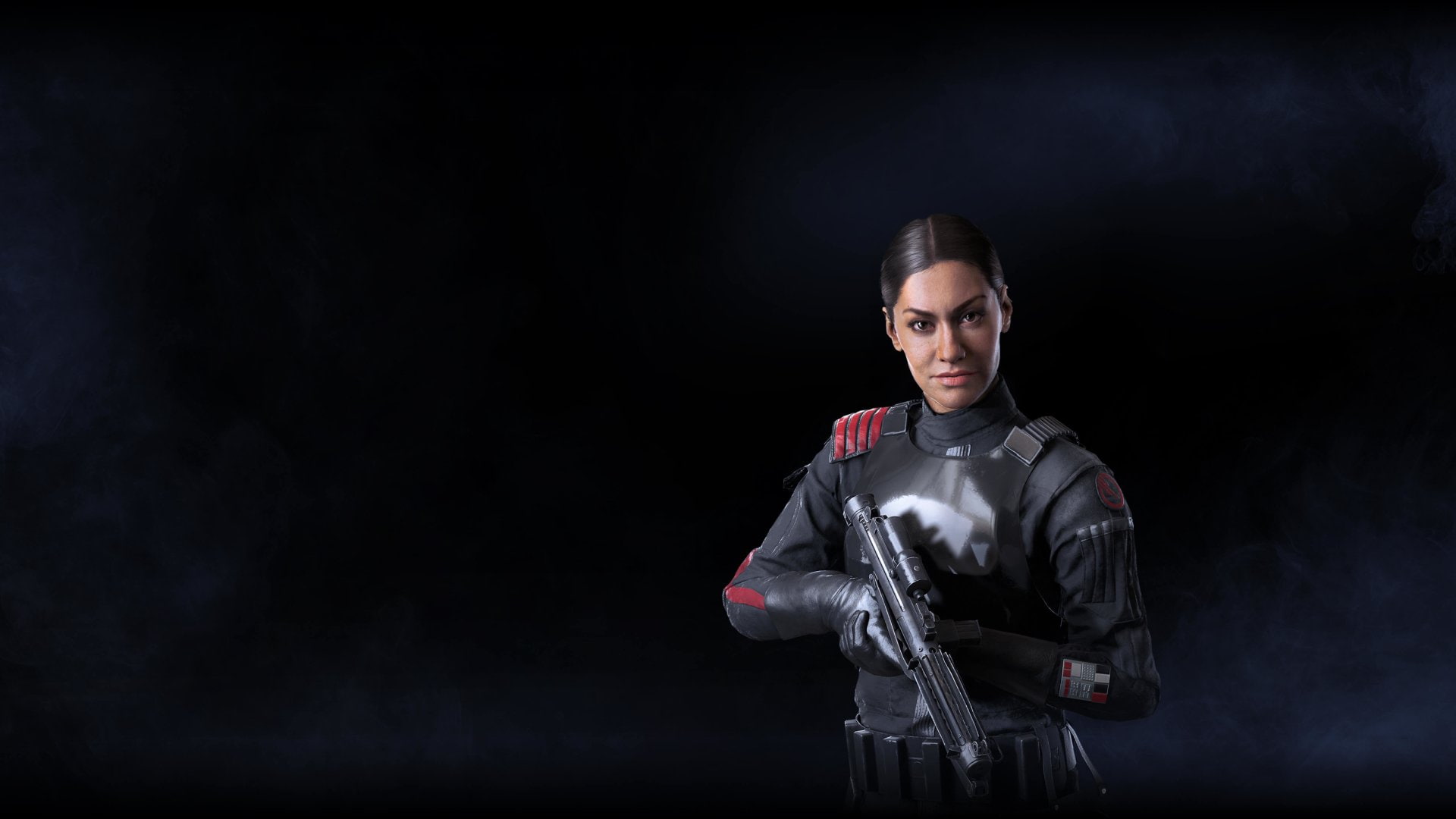 Star Wars, Galactic Empire, studio shot, young adult, clothing, holding, portrait, gun, night, weapon, 1080P, security, looking at camera, Star Wars Battlefront, HD Wallpaper