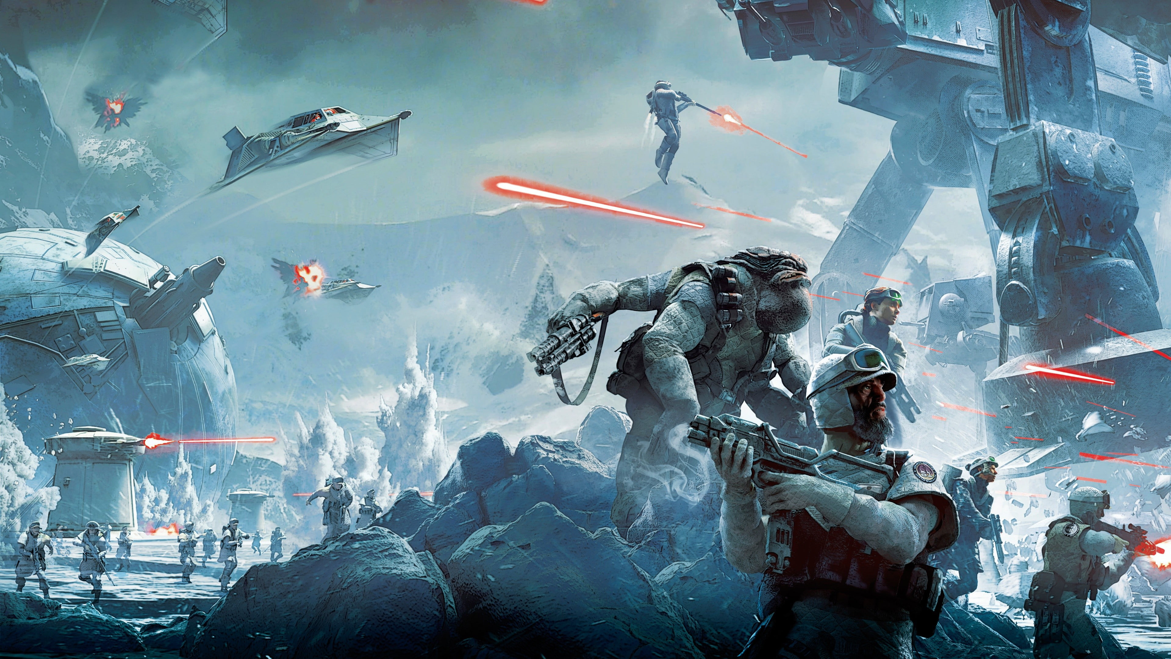 Star Wars, soldier, battle, Hoth, video games, 4K, Star Wars: Battlefront, HD Wallpaper