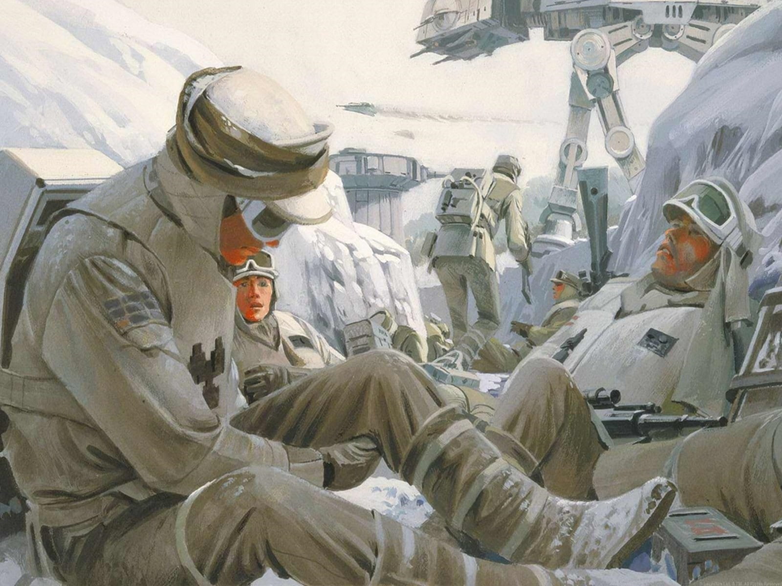 painting, Hoth, AT AT, artwork, soldier, 720P, Star Wars, battle, HD Wallpaper