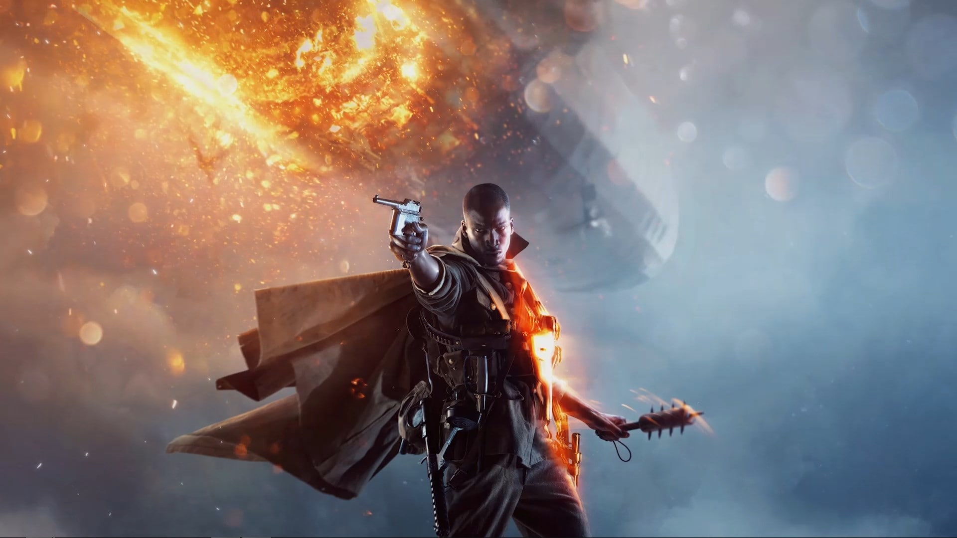 nature, fire - natural phenomenon, Battlefield 1, waist up, EA DICE, heat - temperature, illuminated, burning, flame, fire, 1080P, weapon, standing, motion, HD Wallpaper