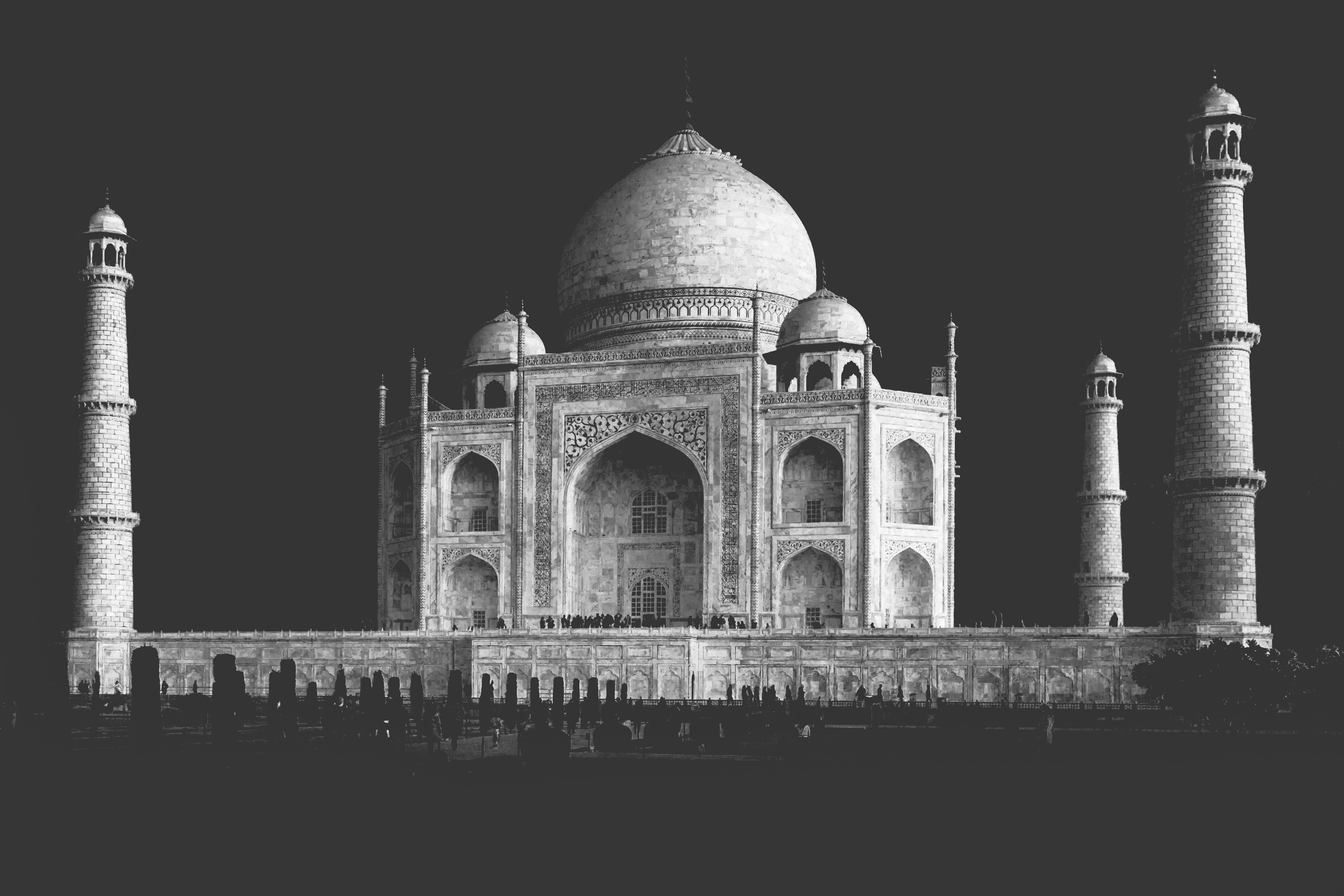 photo, mosque, nature, outdoors, india, history, mahal, clear sky, temple, tourism, building, built structure, city, architectural column, the past, architecture, HD Wallpaper
