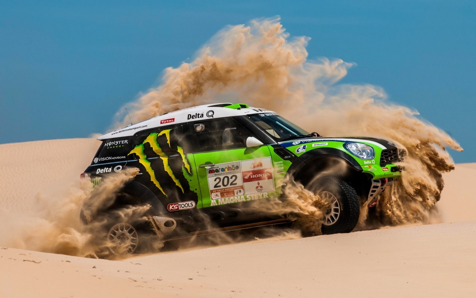 Mini Cooper, 1080P, dakar, green, x, racing, raid, car, black, cooper, mini, HD Wallpaper