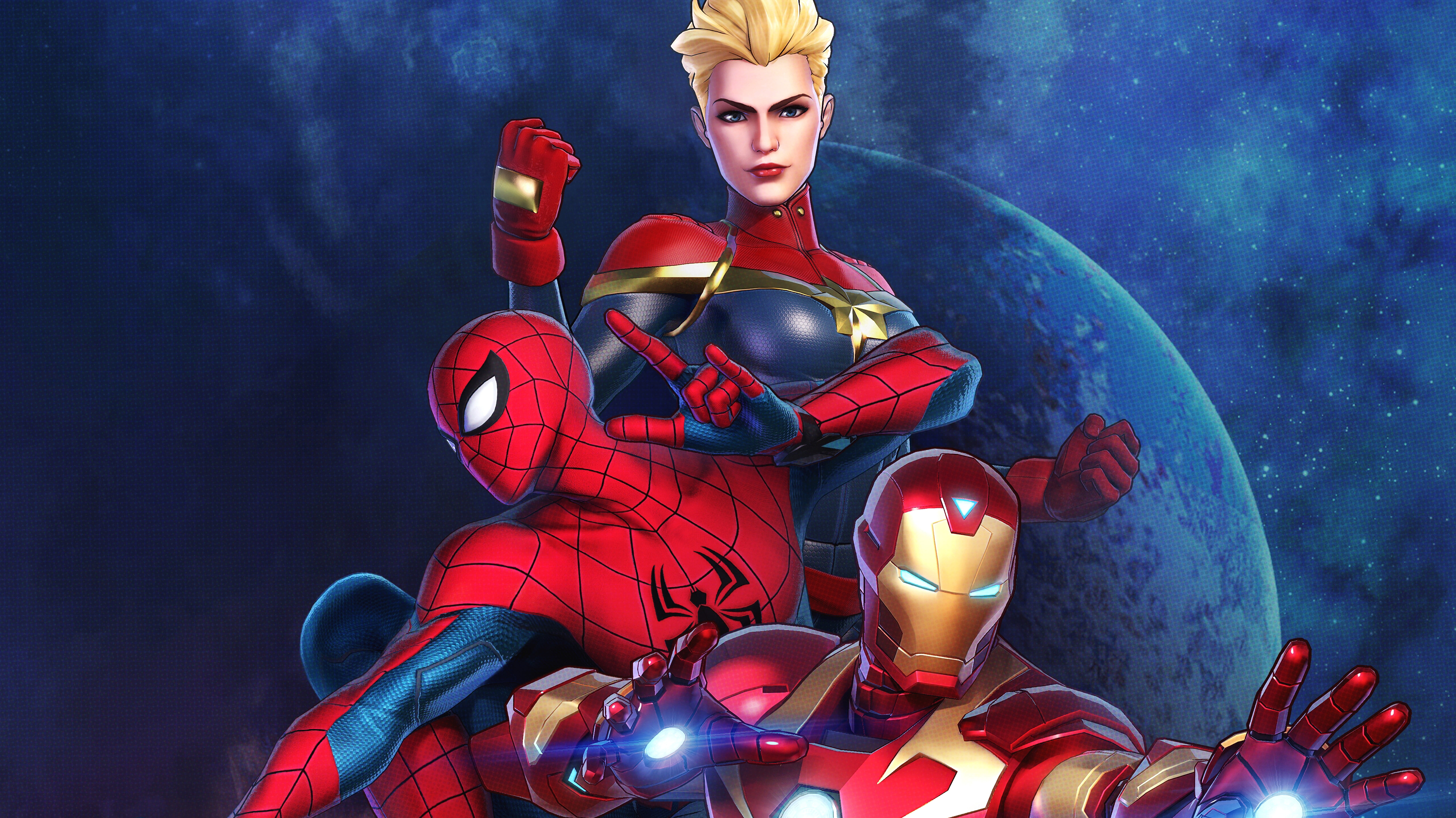 Spider-Man, Marvel Ultimate Alliance 3: The Black Order, Captain Marvel, Video Game, 8K, Iron Man, HD Wallpaper