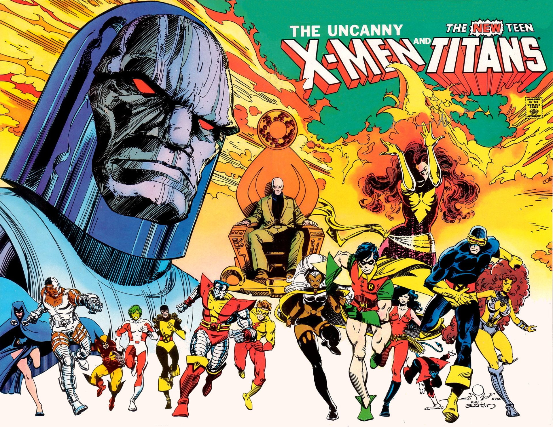 Starfire (DC Comics), Wonder Girl, Cyclops (Marvel Comics), Darkseid (DC Comics), Dark Phoenix, Phoenix (Marvel Comics), The Uncanny X-Men And The New Teen Titans, HD Wallpaper
