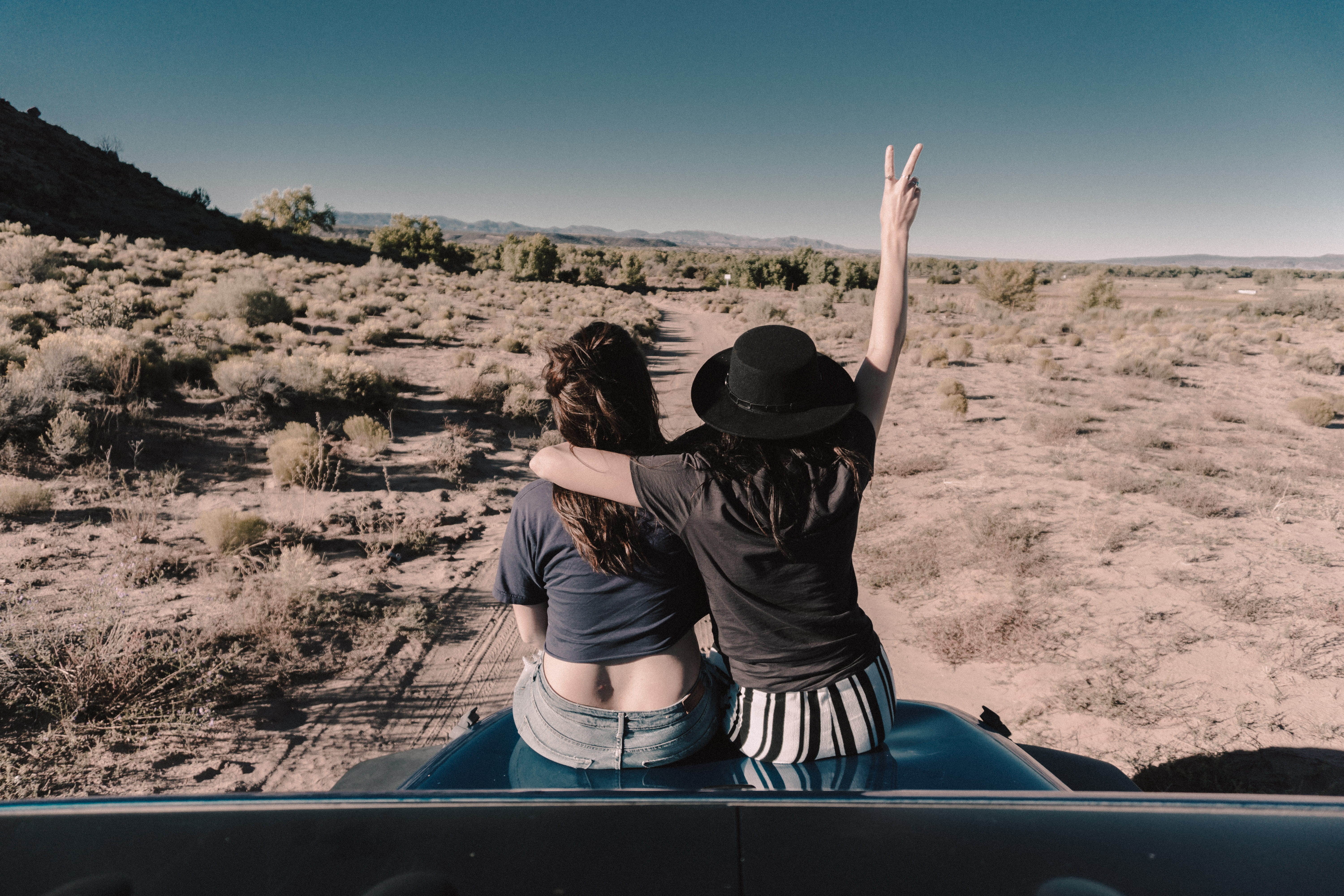 lifestyles, 5K, mode of transportation, female, desert, human arm, music, real people, casual clothing, woman, car, travel buddy, vehicle, arms raised, HD Wallpaper
