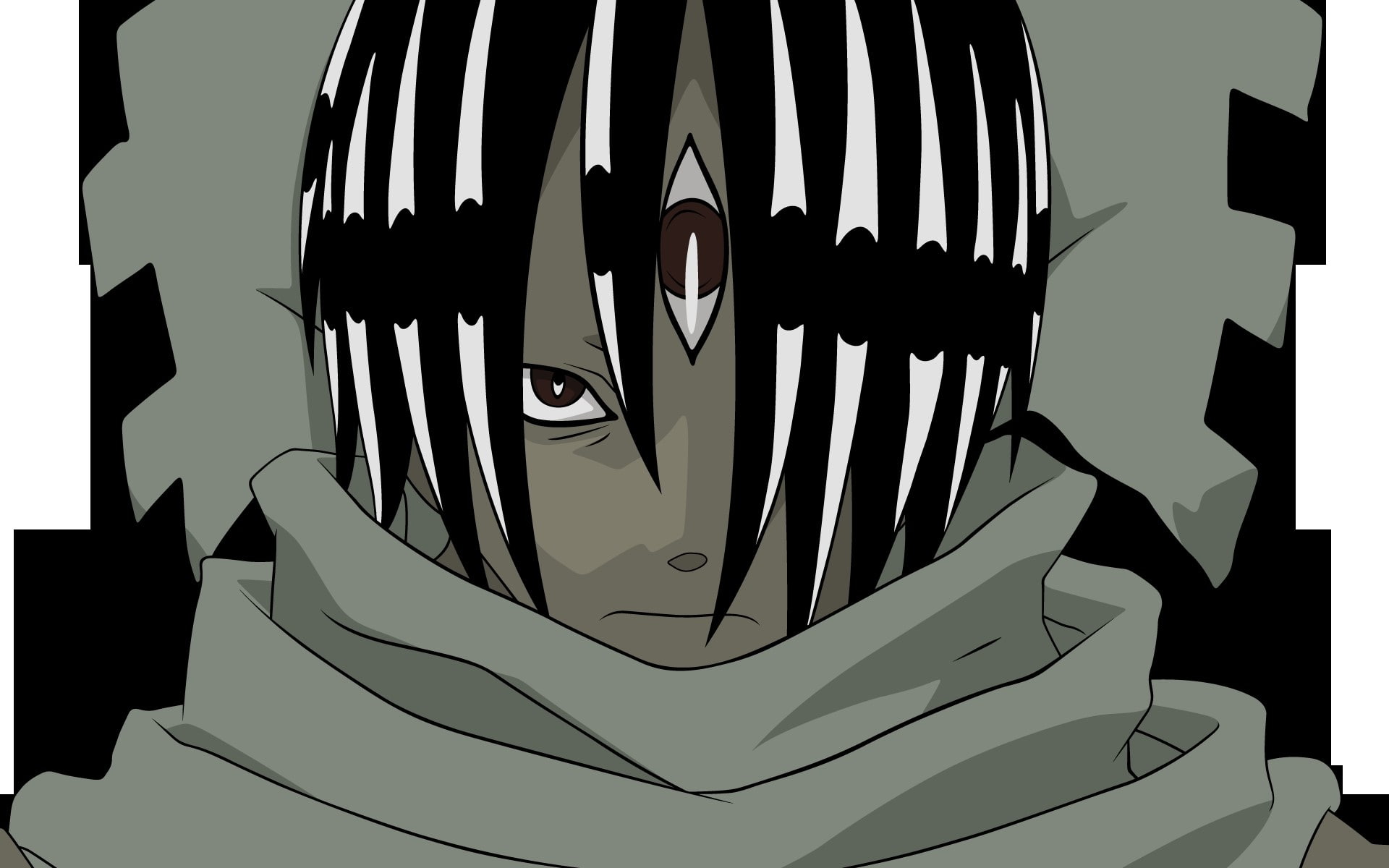 Scarf, Look, communication, pattern, Soul eater, close-up, 1080P, white color, art and craft, human representation, studio shot, Boy, creativity, Ashura soul eater, HD Wallpaper