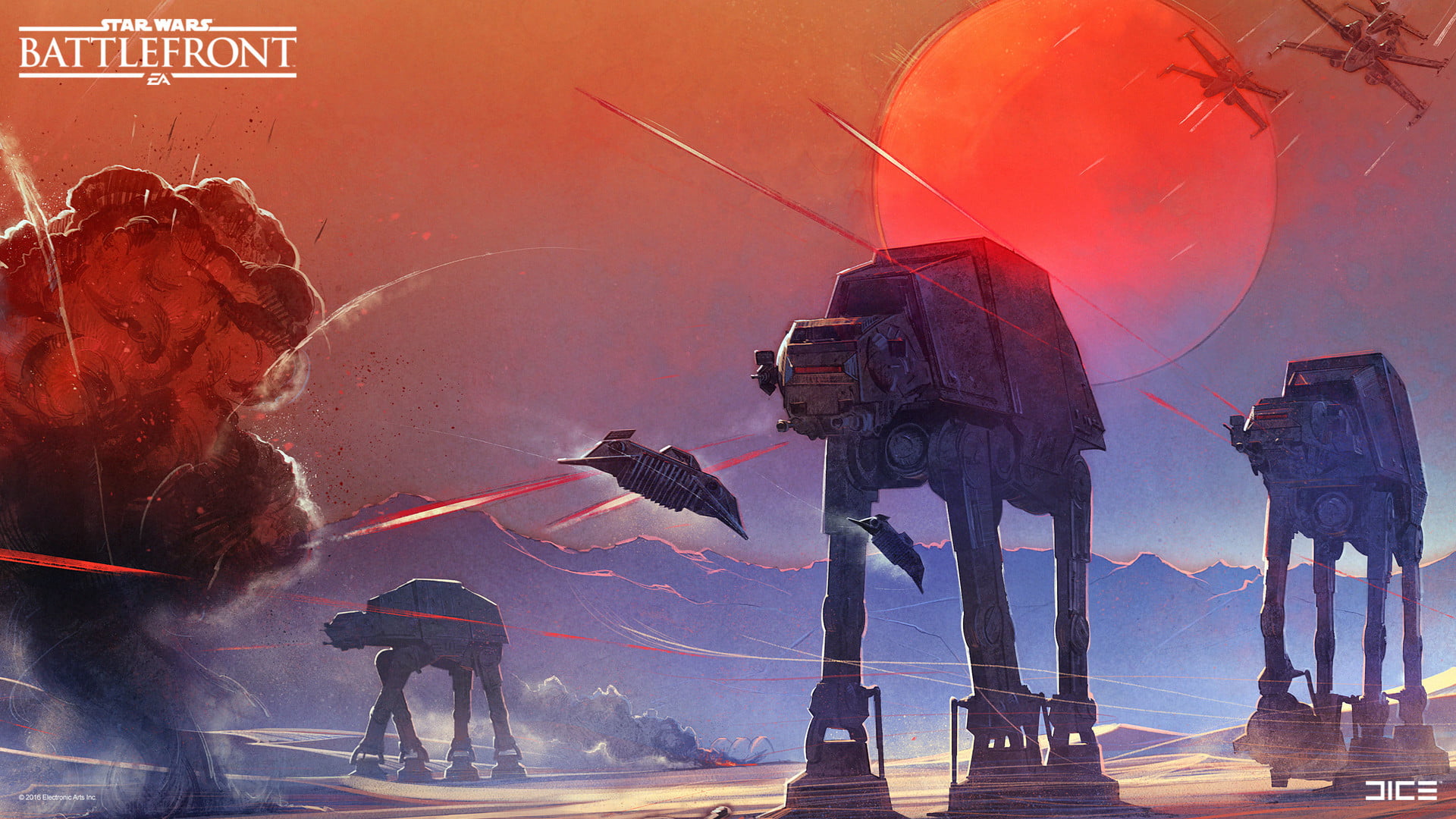 AT-AT Walker, 1080P, Star Wars, T-47 Airspeeder, Star Wars Battlefront (2015), HD Wallpaper
