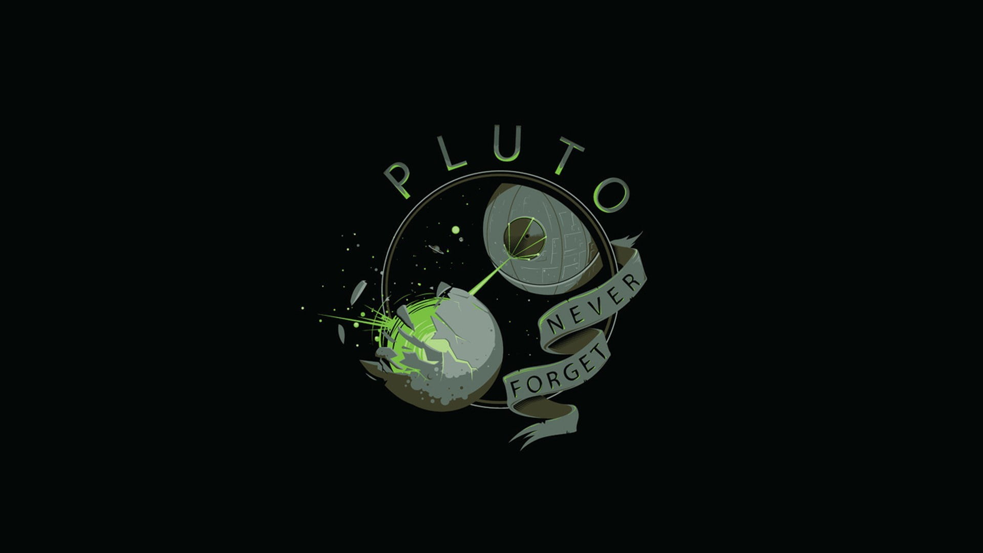 planet, Pluto, minimalism, film, movie, space, simple background, 1080P, black background, Star Wars, sci-fi, destruction, situation, fantasy art, attack, HD Wallpaper