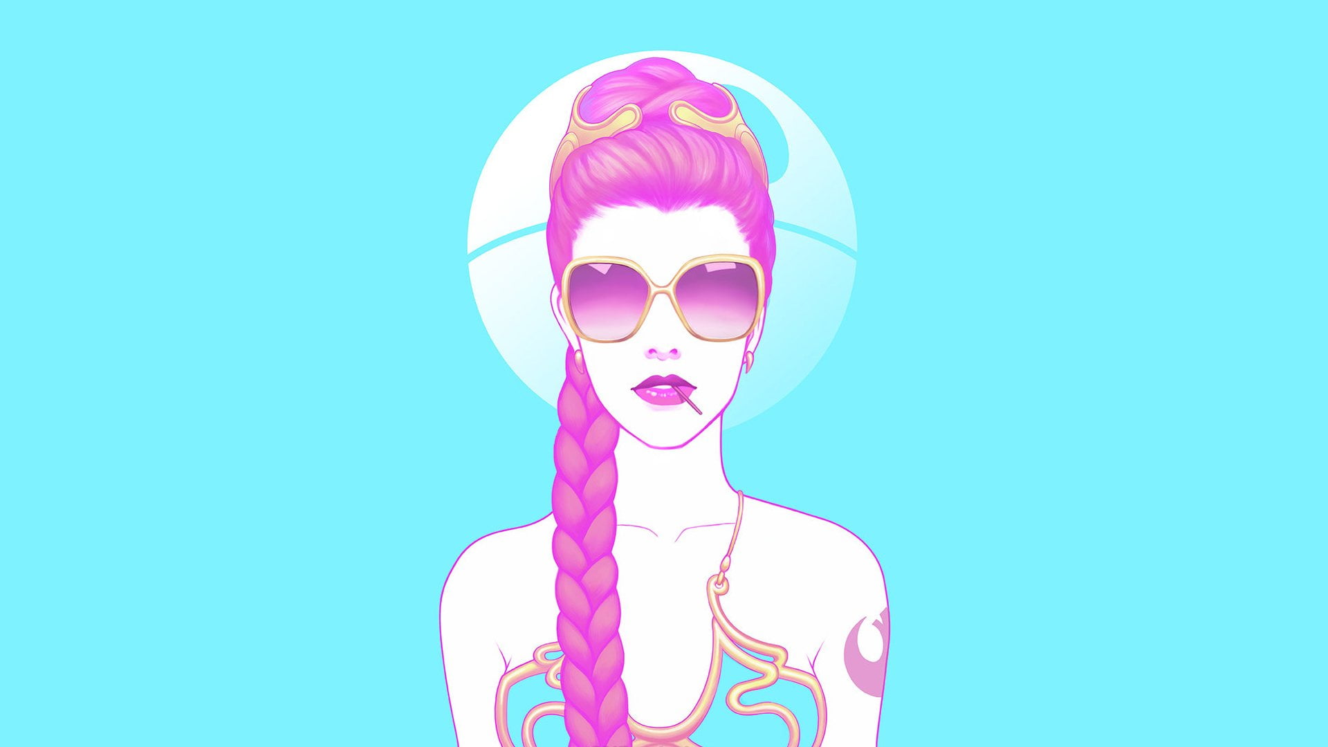 glasses, women, fashion, young adult, hairstyle, one person, pink color, 1080P, Princess Leia, eyeglasses, Star Wars, Vaporwave, body part, human body part, HD Wallpaper