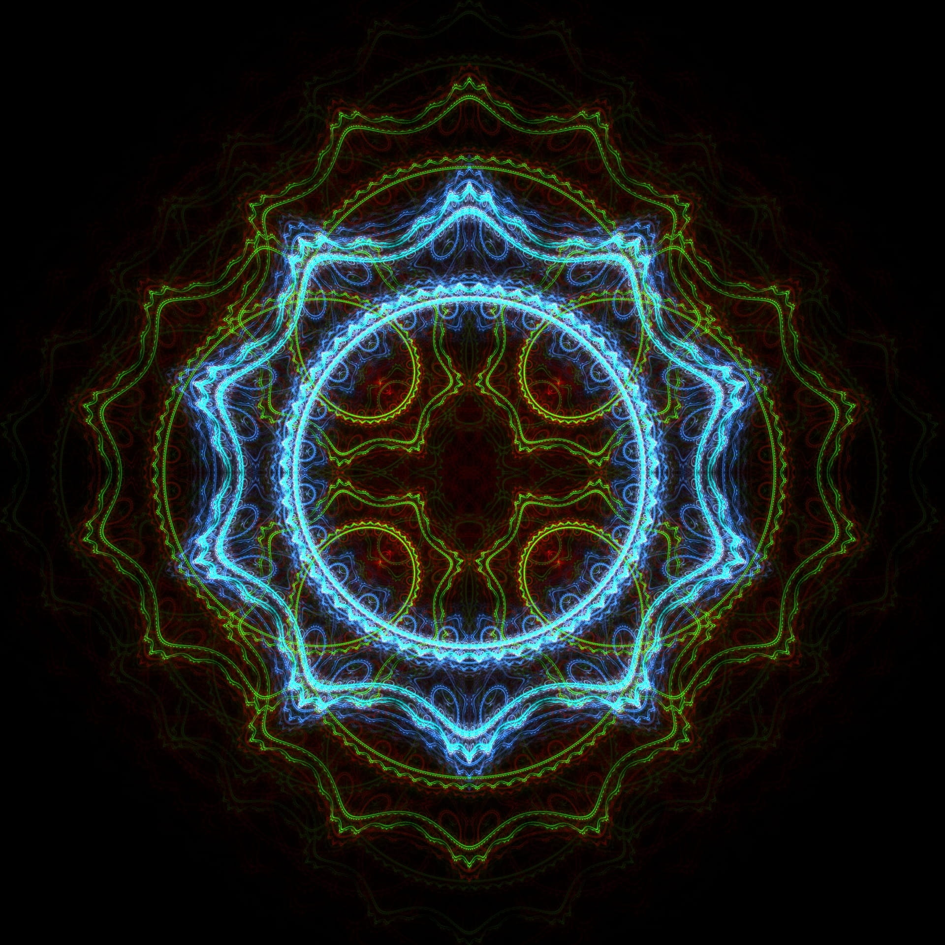 futuristic, blue, psychedelic, black background, mri scan, multi colored, art, fractal, abstract, julia, set, mathematical, science, no people, abstract backgrounds, Phone HD Wallpaper