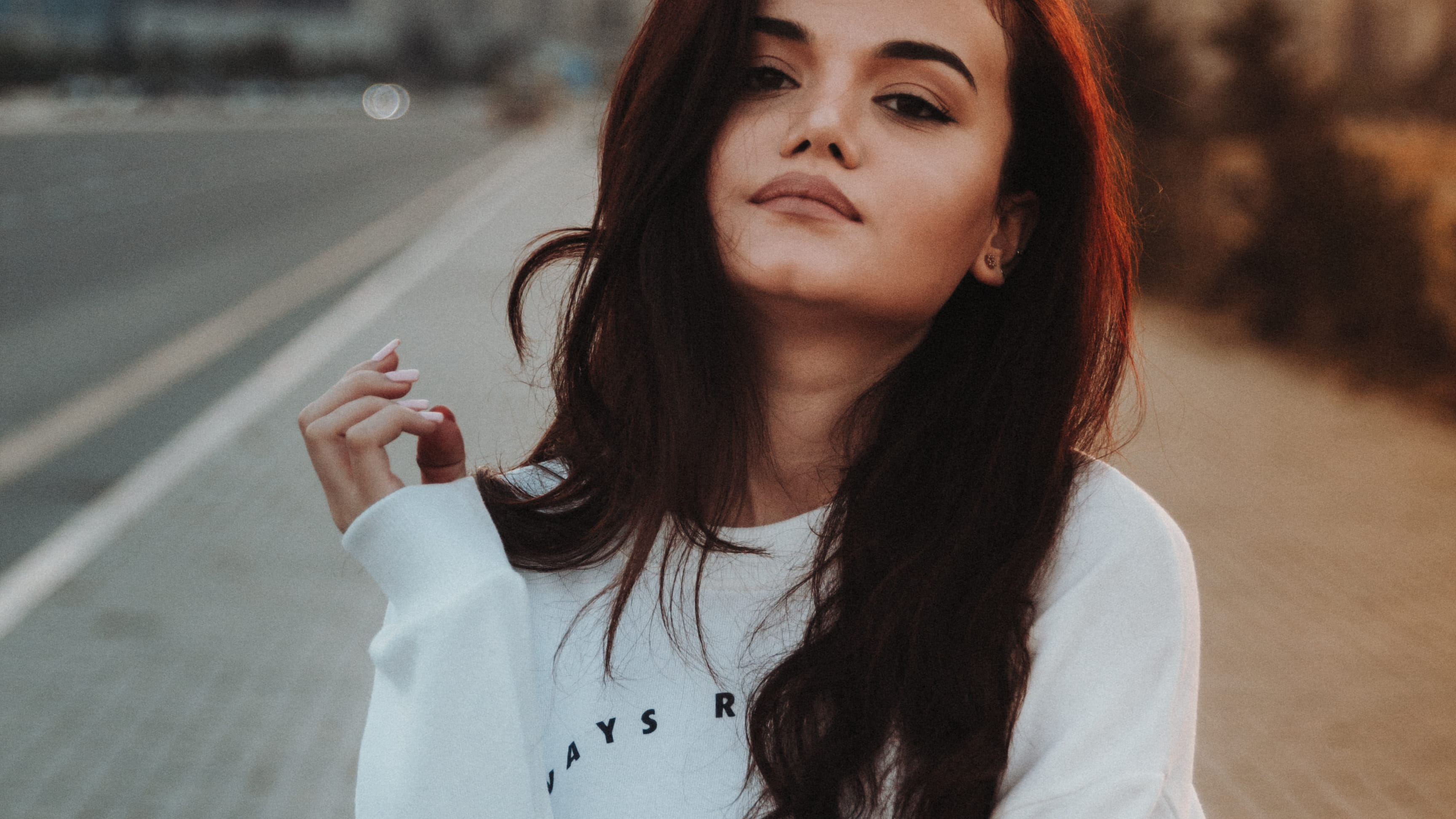 white jumper, beautiful woman, baku, fashion, pose, young woman, people, brown Hair, japanese Ethnicity, lifestyles, beauty, face, portrait, city Life, HD Wallpaper
