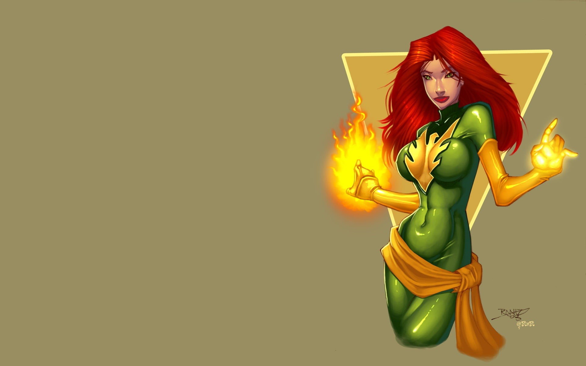 beauty, clothing, full length, Jean Grey, women, beautiful woman, fashion, hairstyle, copy space, comics, standing, front view, phoenix, red, young adult, HD Wallpaper