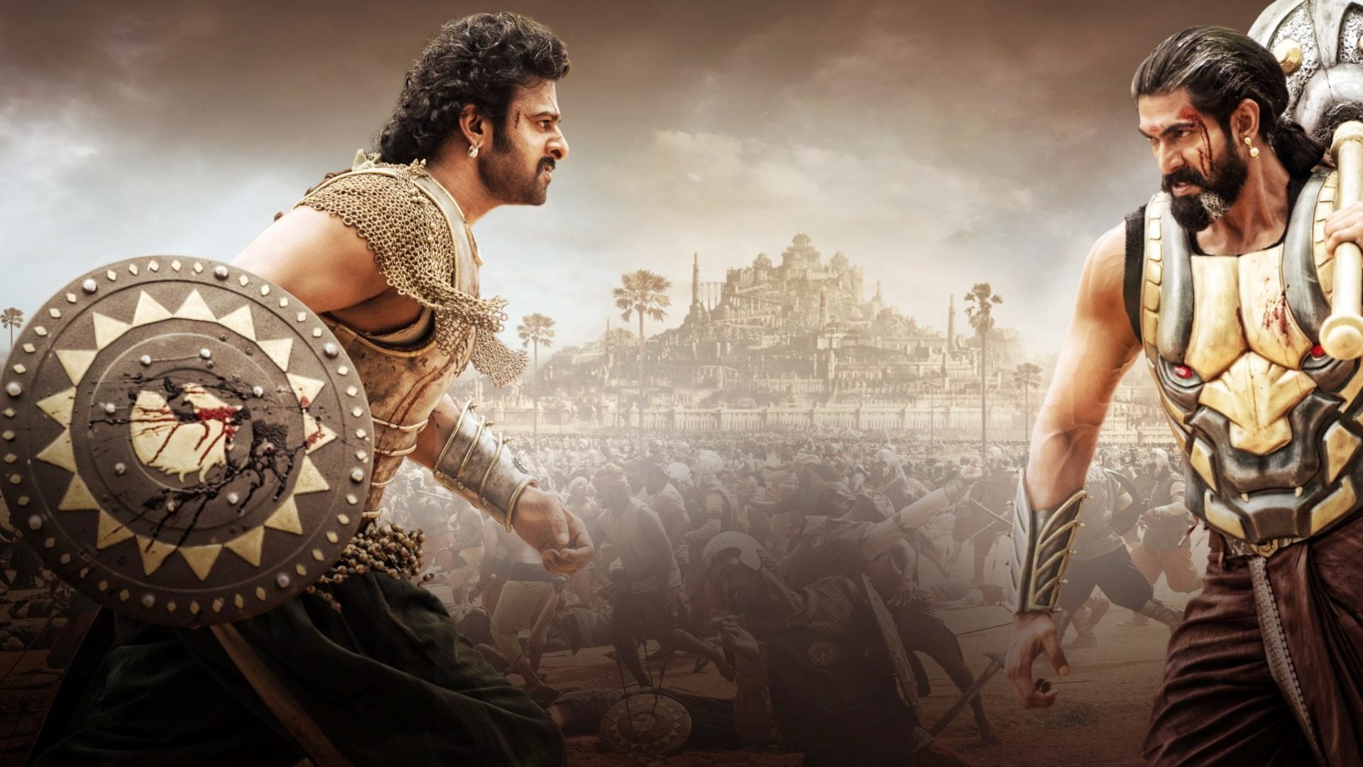 Baahubali 2: The Conclusion, fighting, standing, young adult, conflict, the past, history, men, sport, competition, aggression, Movie, indoors, architecture, HD Wallpaper