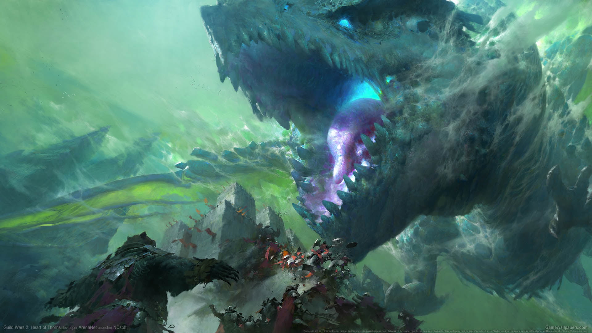 sea, no people, vertebrate, day, undersea, water, swimming, Guild Wars 2: Heart of Thorns, green, pollution, Guild Wars 2, black, underwater, animal themes, HD Wallpaper