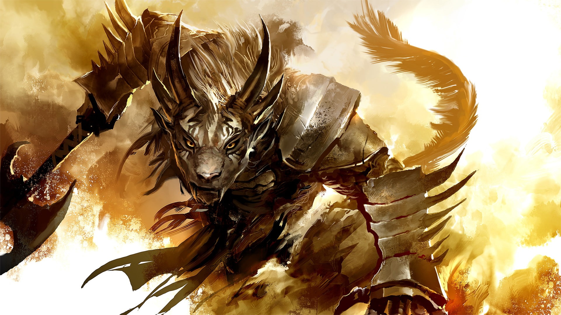 video games, sunlight, nature, animal body part, vertebrate, one animal, 1080P, art and craft, bone, Guild Wars 2, animal wildlife, close-up, artwork, HD Wallpaper