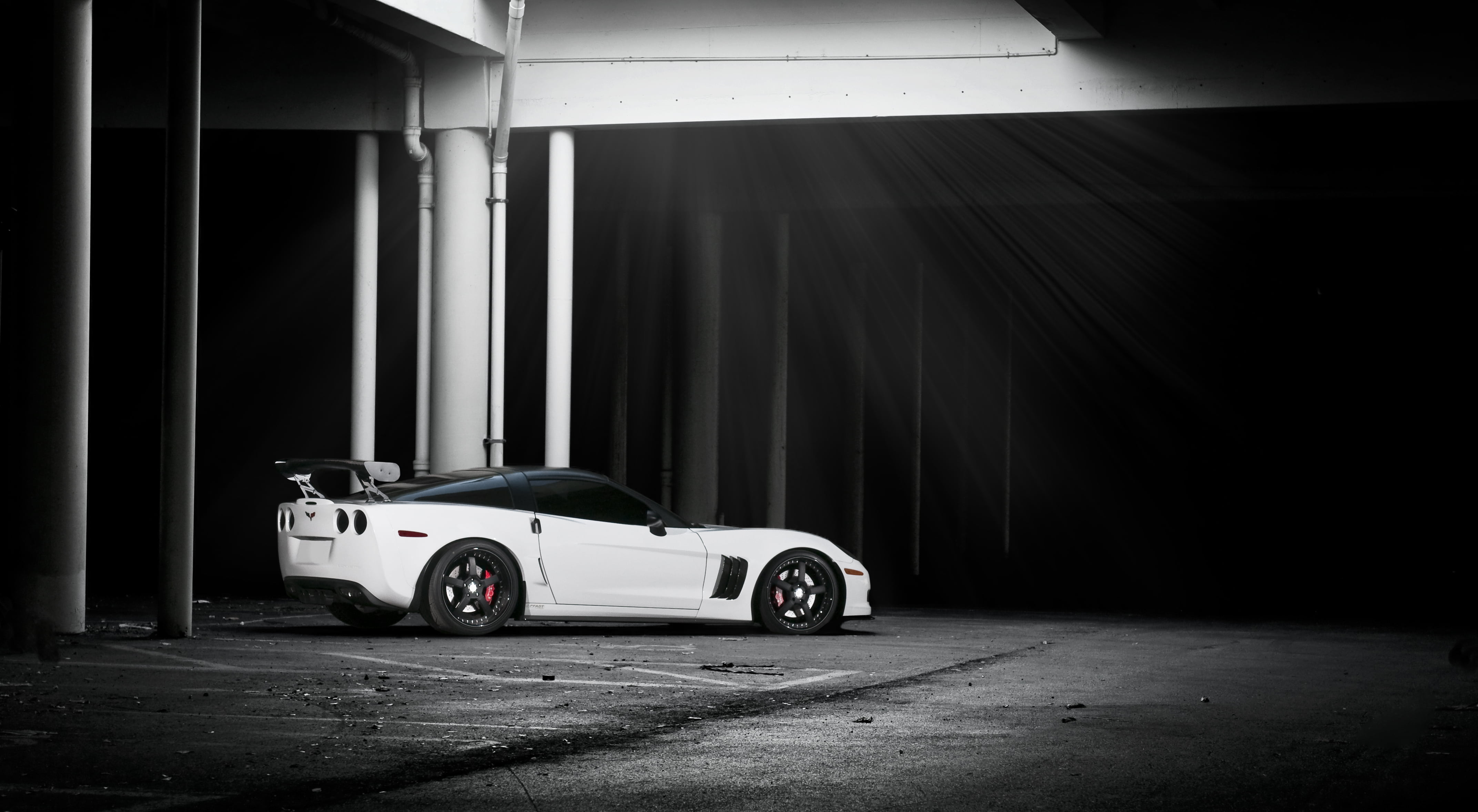 sport, indoors, white, coupe, garage, architecture, motor racing track, built structure, racecar, retro styled, street, competition, sports car, Concept, HD Wallpaper