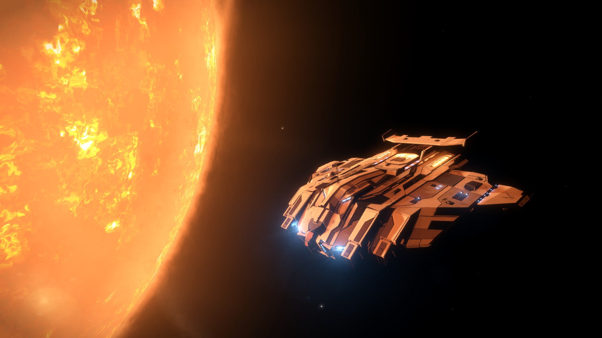 1080P, technology, glowing, orange color, Elite: Dangerous, flame, nature, space, spaceship, motion, fire, night, destruction, no people, E:D, Space Simulator, HD Wallpaper