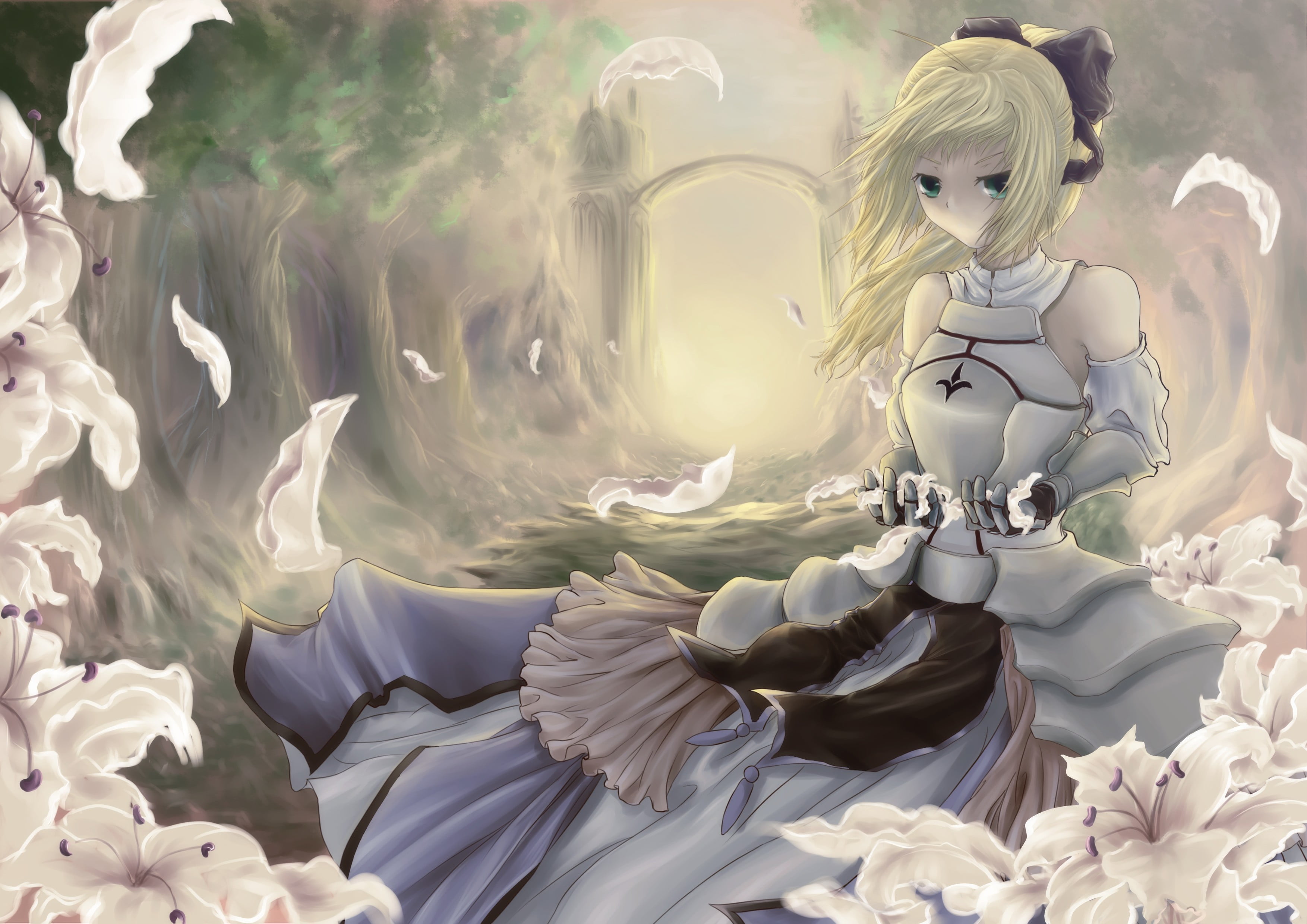 still life, creativity, Saber Lily, anime girls, male likeness, flowering plant, female likeness, close-up, no people, anime, sunlight, Saber, sculpture, HD Wallpaper