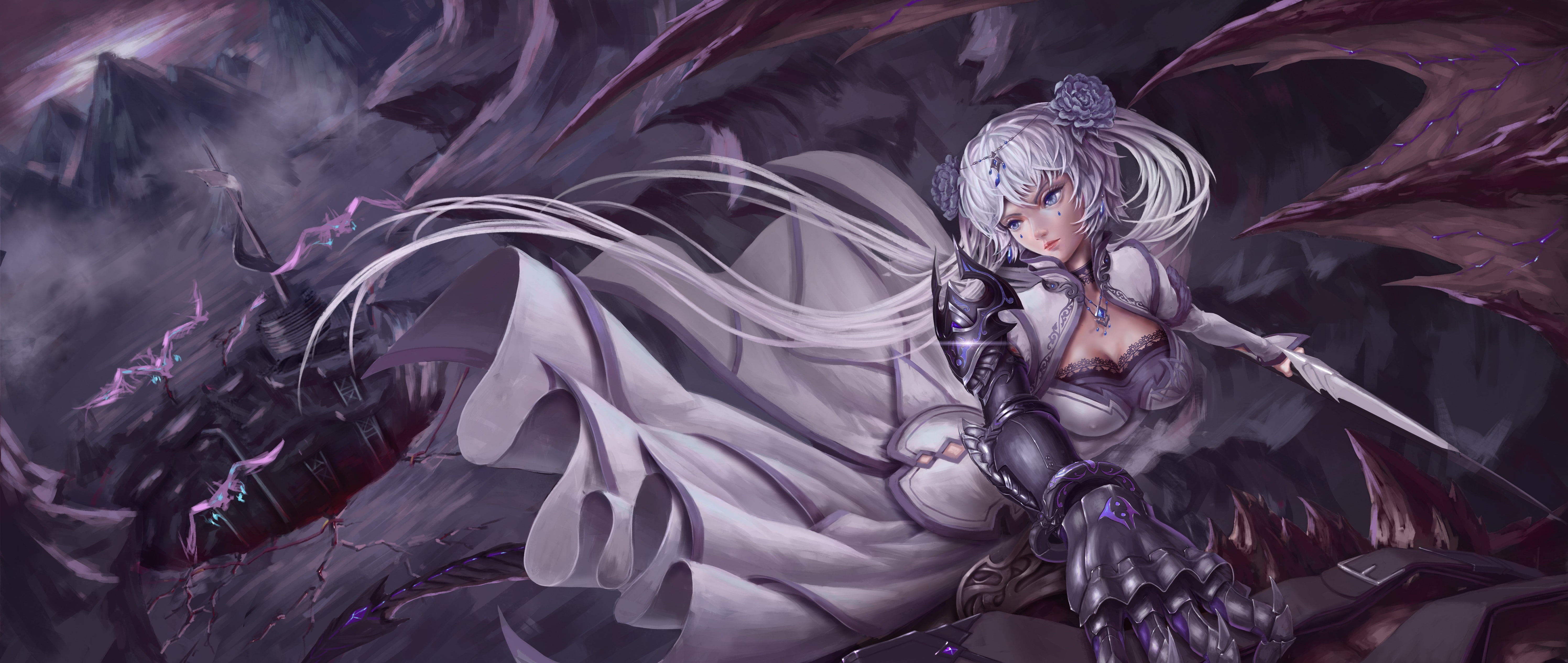 arts culture and entertainment, feather, dragon, original characters, headwear, 5K, adult, disguise, females, nature, cleavage, gauntlets, costume, clothing, HD Wallpaper