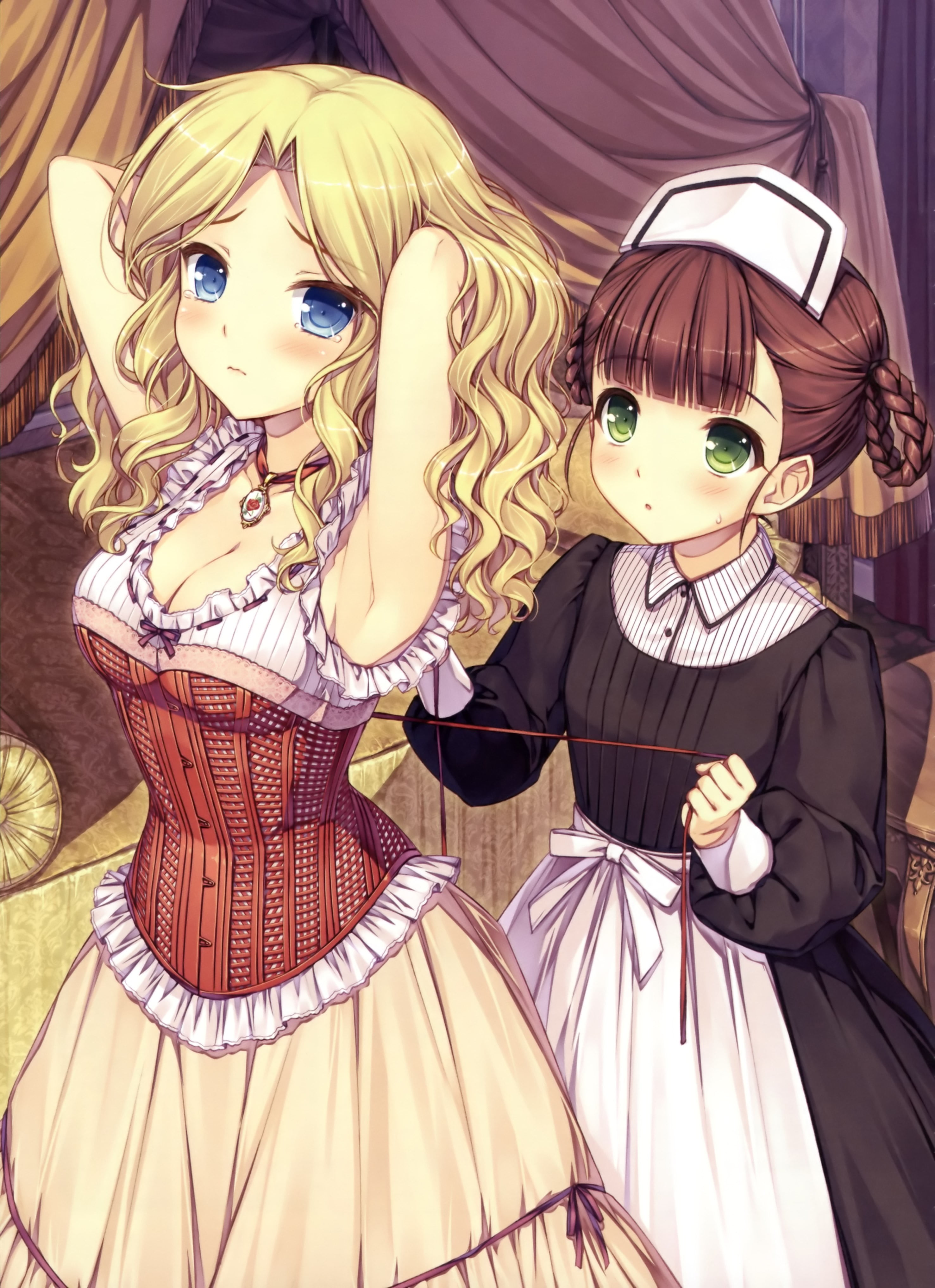 celebration, people, costume, creativity, female likeness, art and craft, representation, lifestyles, arts culture and entertainment, corset, girls, maid, Phone HD Wallpaper