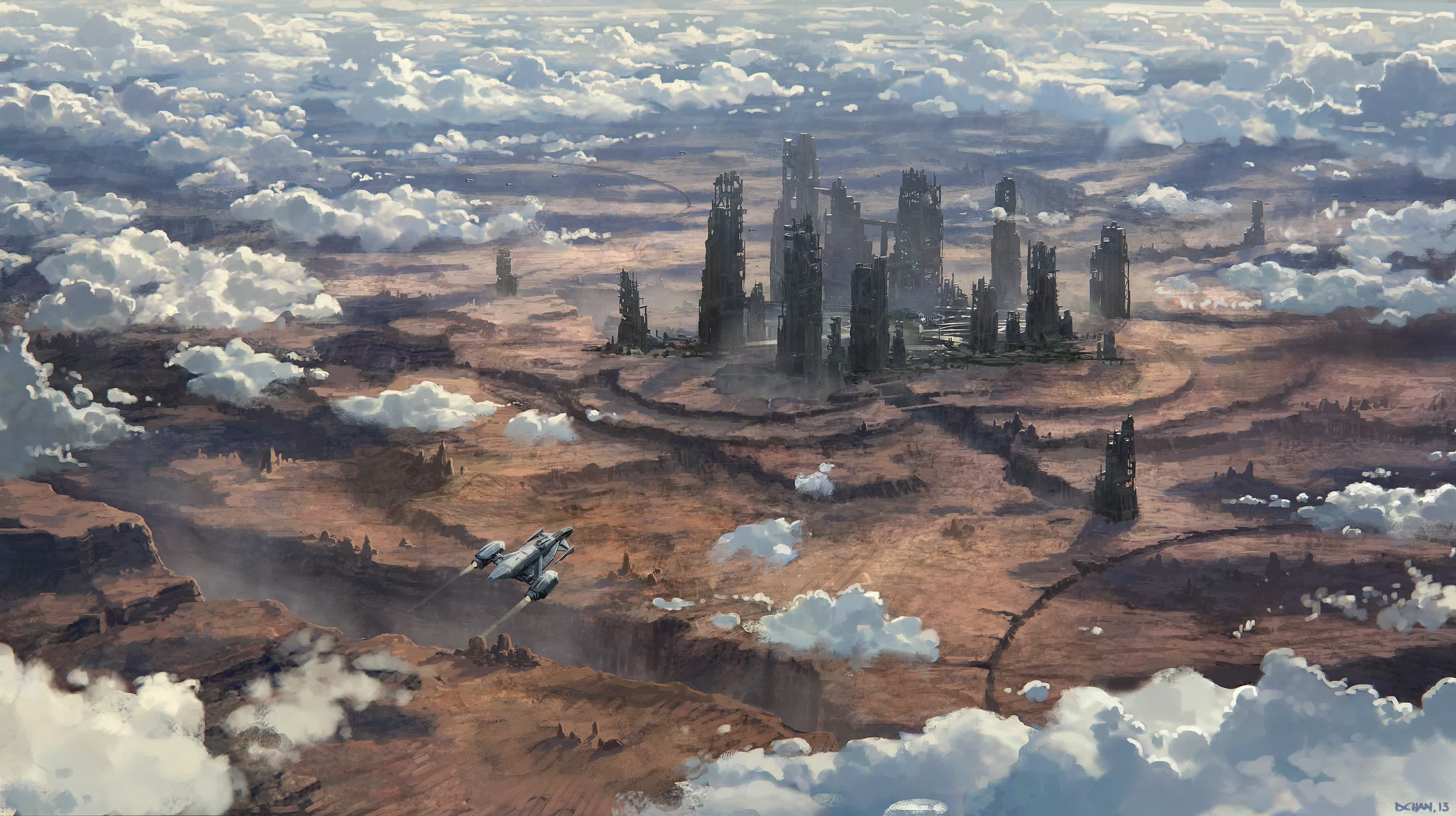 space, Star Citizen, science fiction, 4K, spaceship, ruins, cutlass, HD Wallpaper