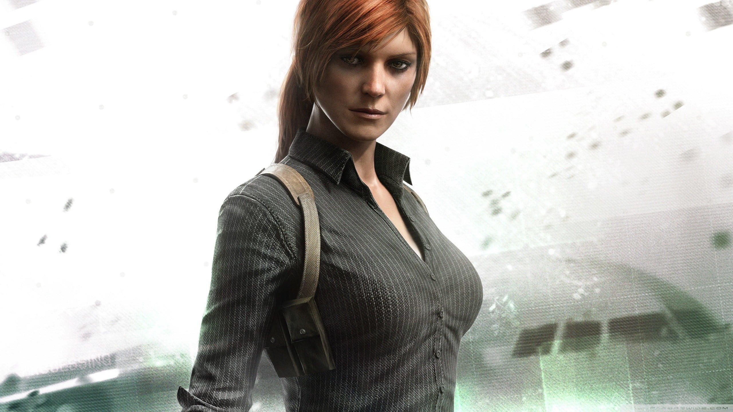 top, hairstyle, real people, young adult, character, businesswoman, women, button, beauty, portrait, holster, young women, indoors, waist up, one person, HD Wallpaper