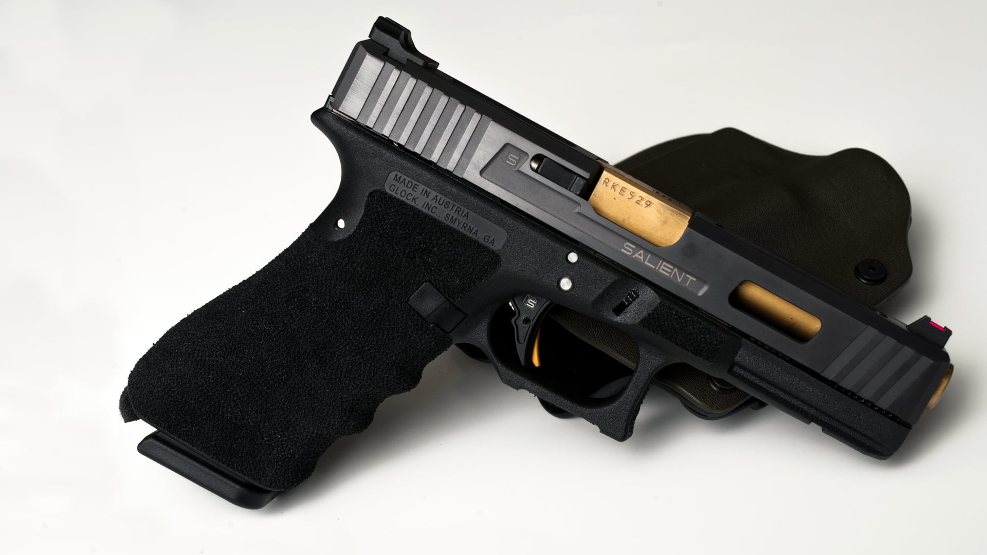 handgun, social issues, cut out, Salient Arms International, white background, automatic, pistol, self-defense, still life, tuning, communication, weapon, HD Wallpaper