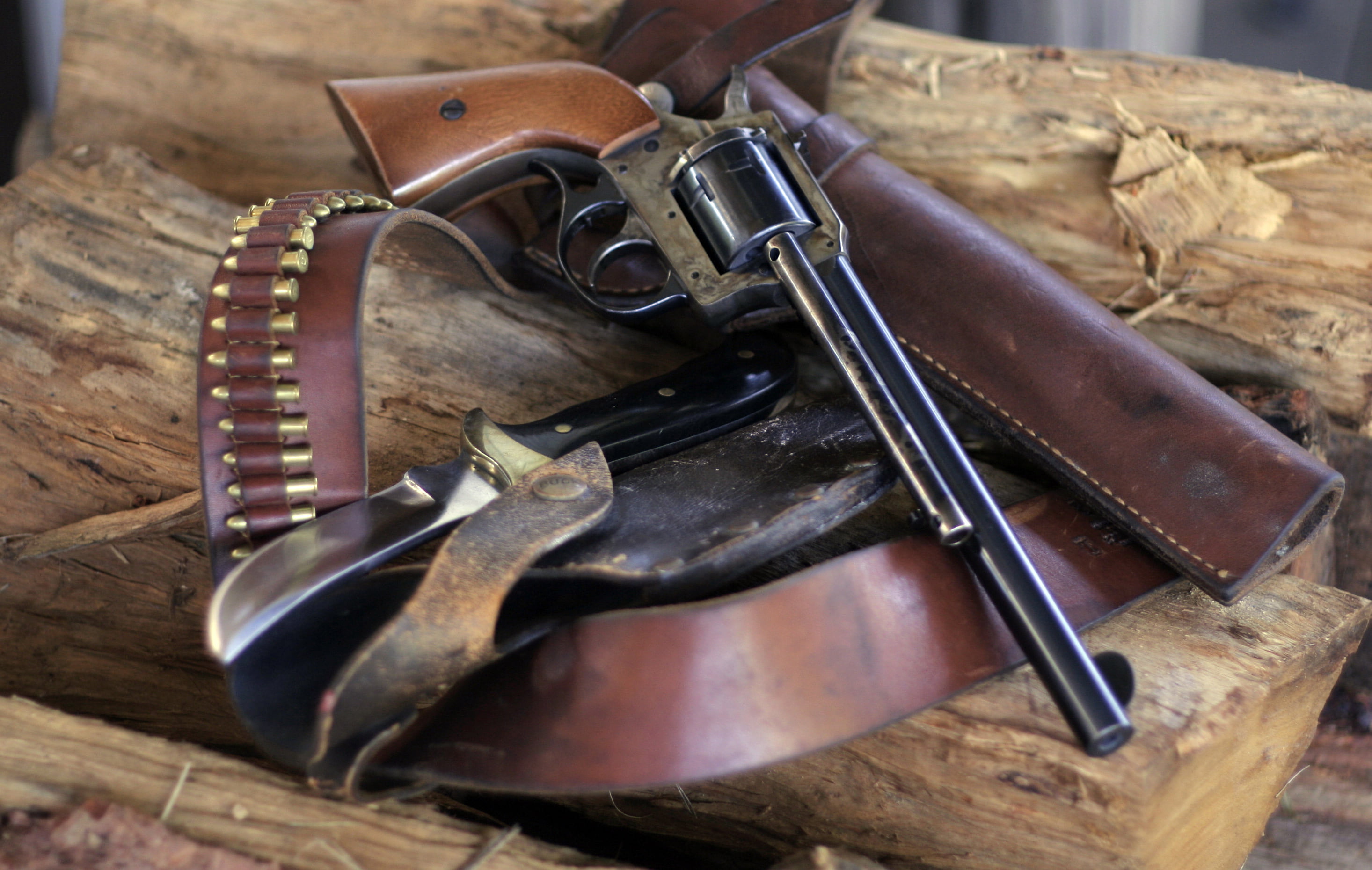 leather, history, sign, gun, brown, weapons, revolver, holster, handgun, metal, 2K, close-up, no people, wild west, black, security, trunk, weapon, protection, HD Wallpaper