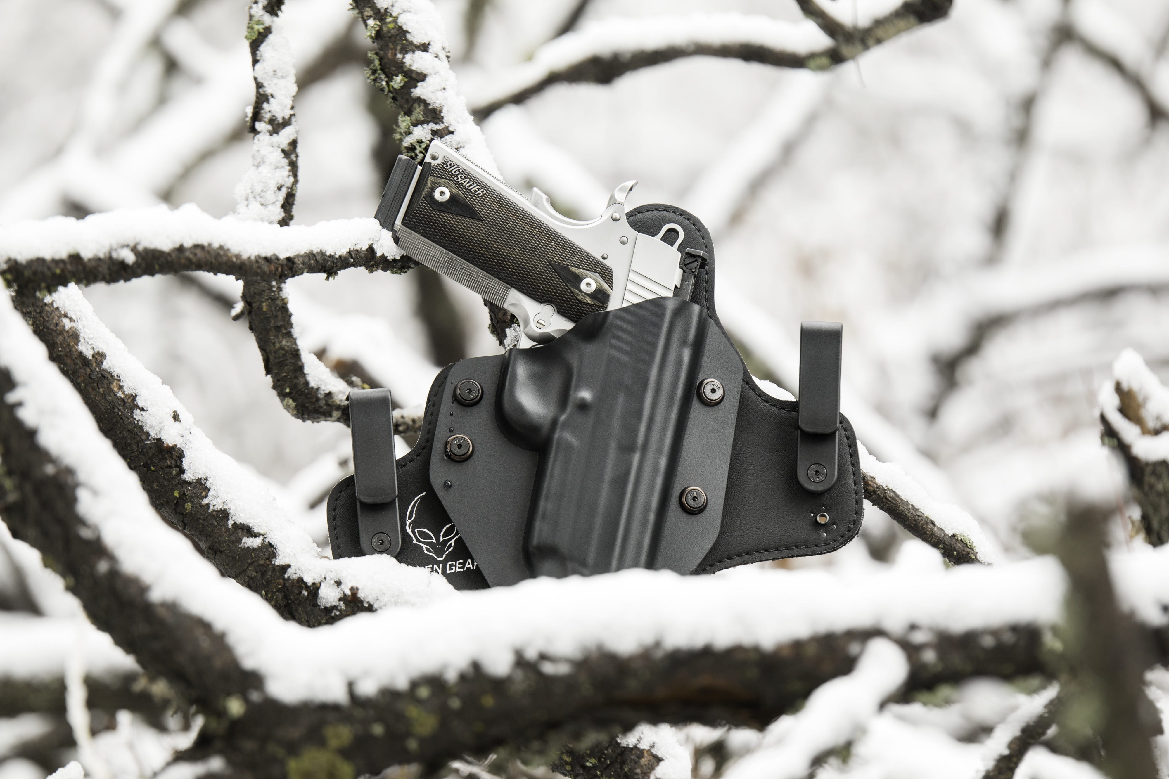 conceal, outdoors, gun, handgun, snow, focus on foreground, Iwb, icicle, selective focus, covering, Holster, protection, cold temperature, nature, plant, HD Wallpaper