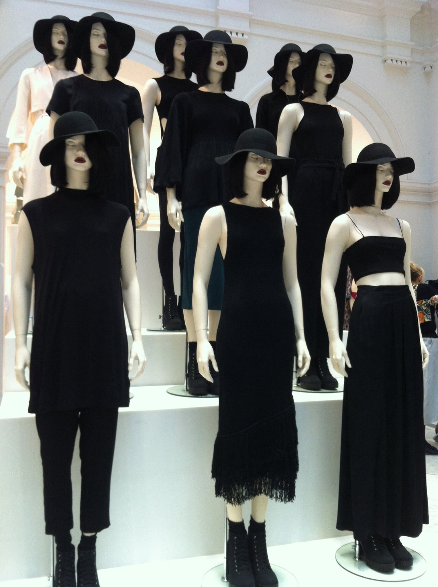fashionable, human representation, clothings, collection, black, group of people, posing, caucasian, pose, glamour, uniformity, store, black summer, lack of diversity, Phone HD Wallpaper