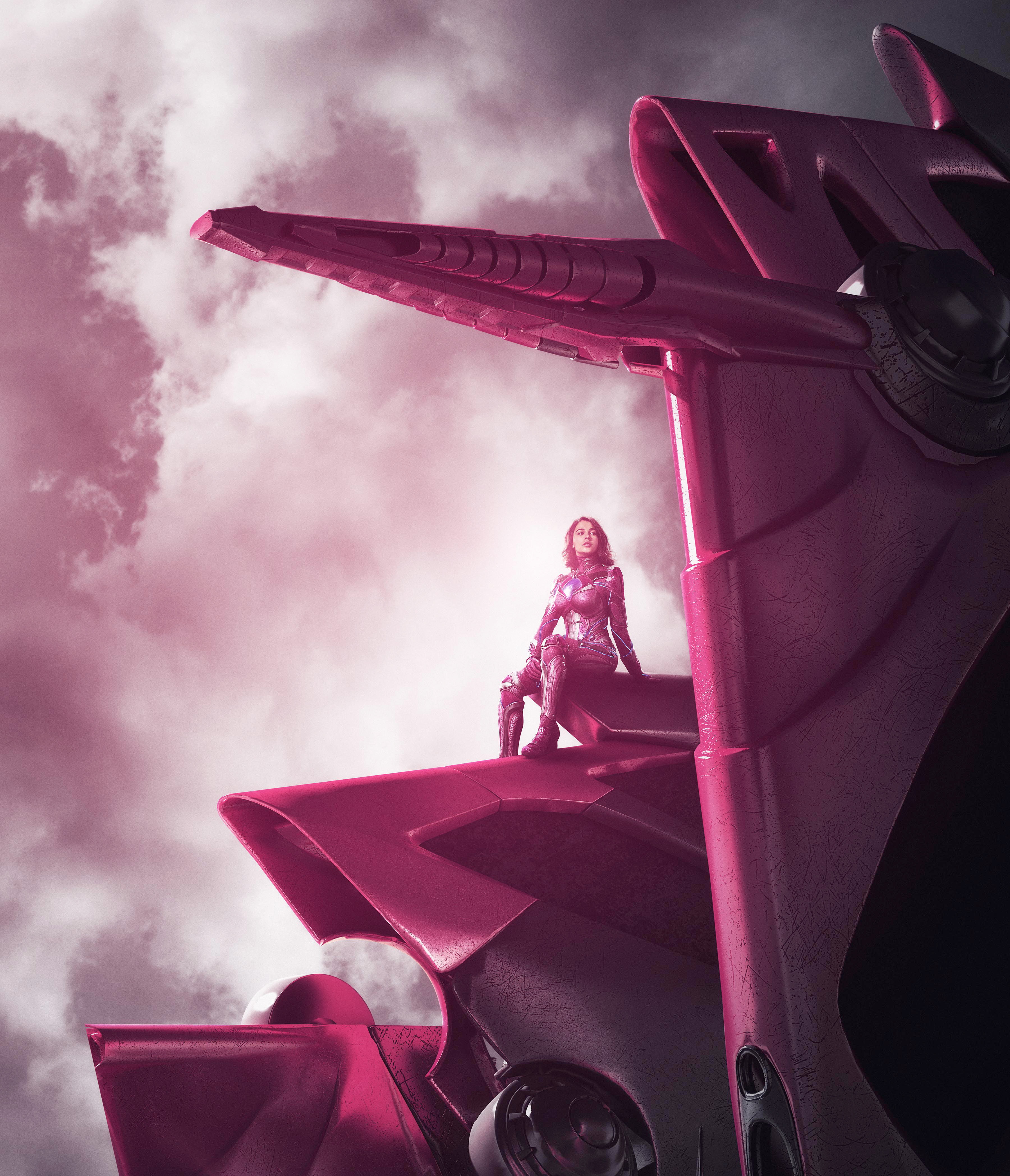 adult, protection, red, 4K, emotion, Power Rangers, fashion, pink color, sign, clothing, smoke - physical structure, dress, The Pink Ranger, 4K, headwear, Phone HD Wallpaper