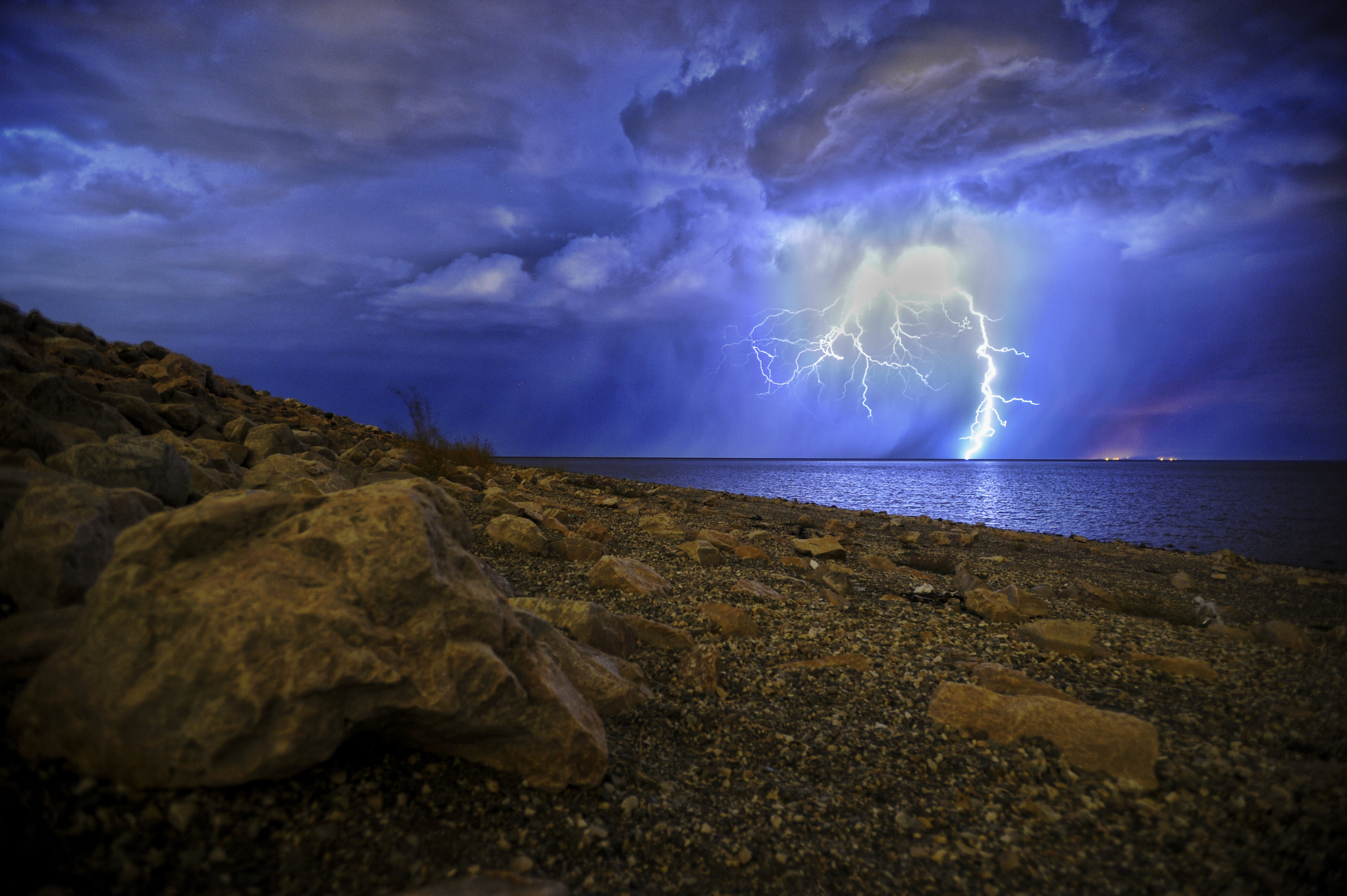 blue, jpg, landscape, lightning, iceland, cloud - Sky, bradshaw, outdoors, water, stock photo, attribution license, stock photography, 4K, nature, beach, HD Wallpaper