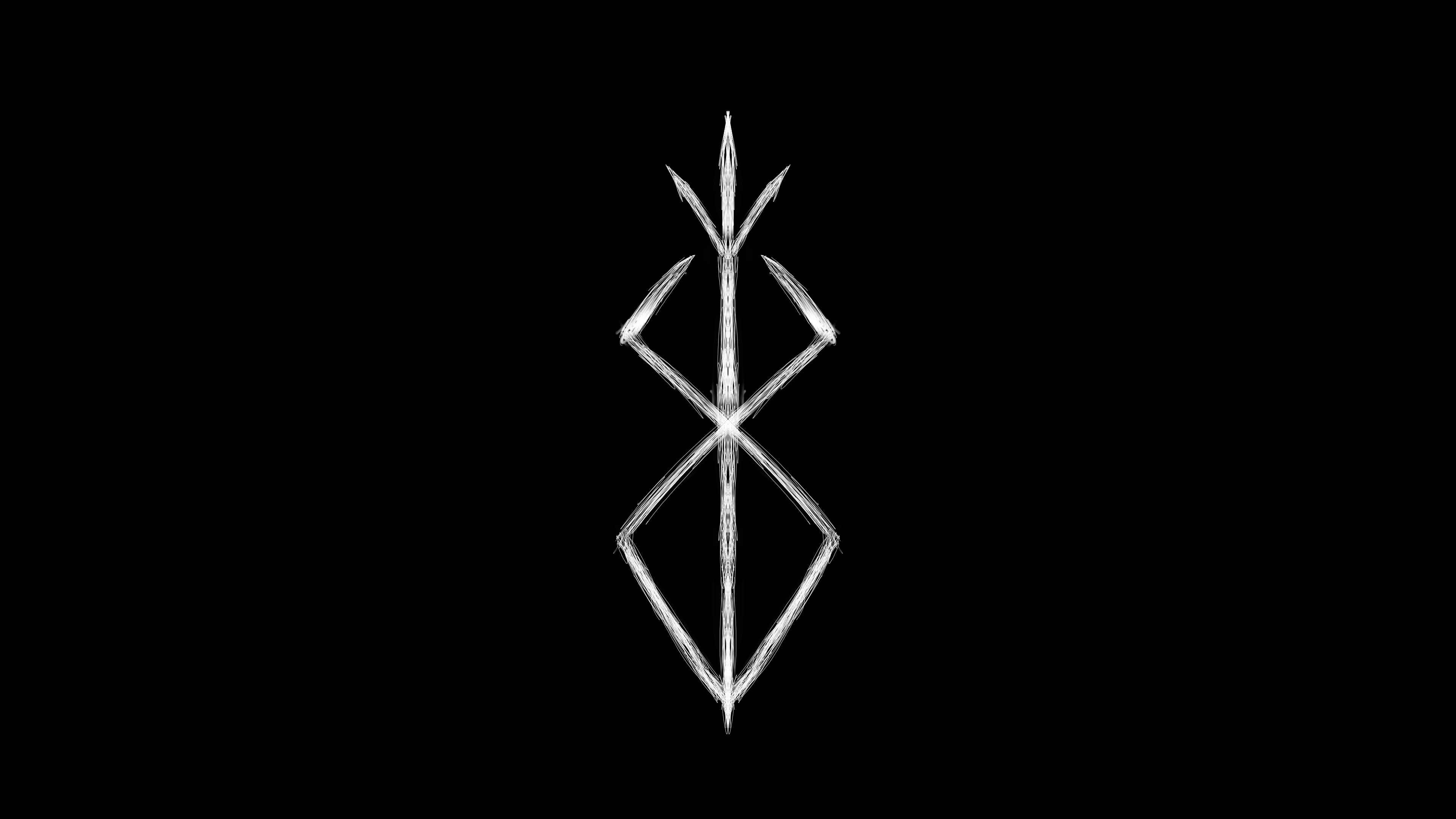 sacrifice, white, Berserk, symbolism, 4K, simple background, black, digital, HD Wallpaper