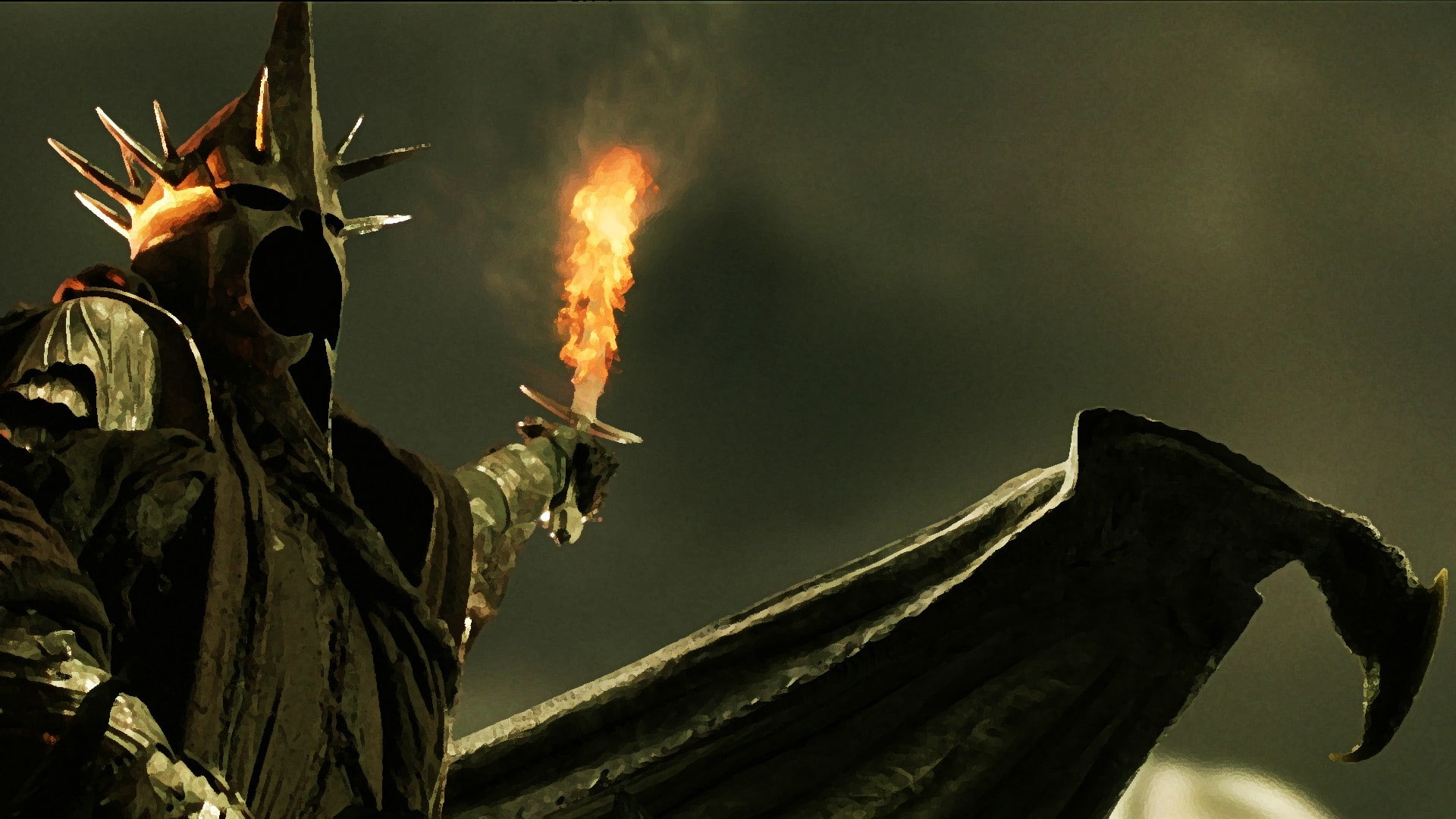Witchking Of Angmar, The Lord Of The Rings, 1080P, sword, Nazgûl, fire, HD Wallpaper