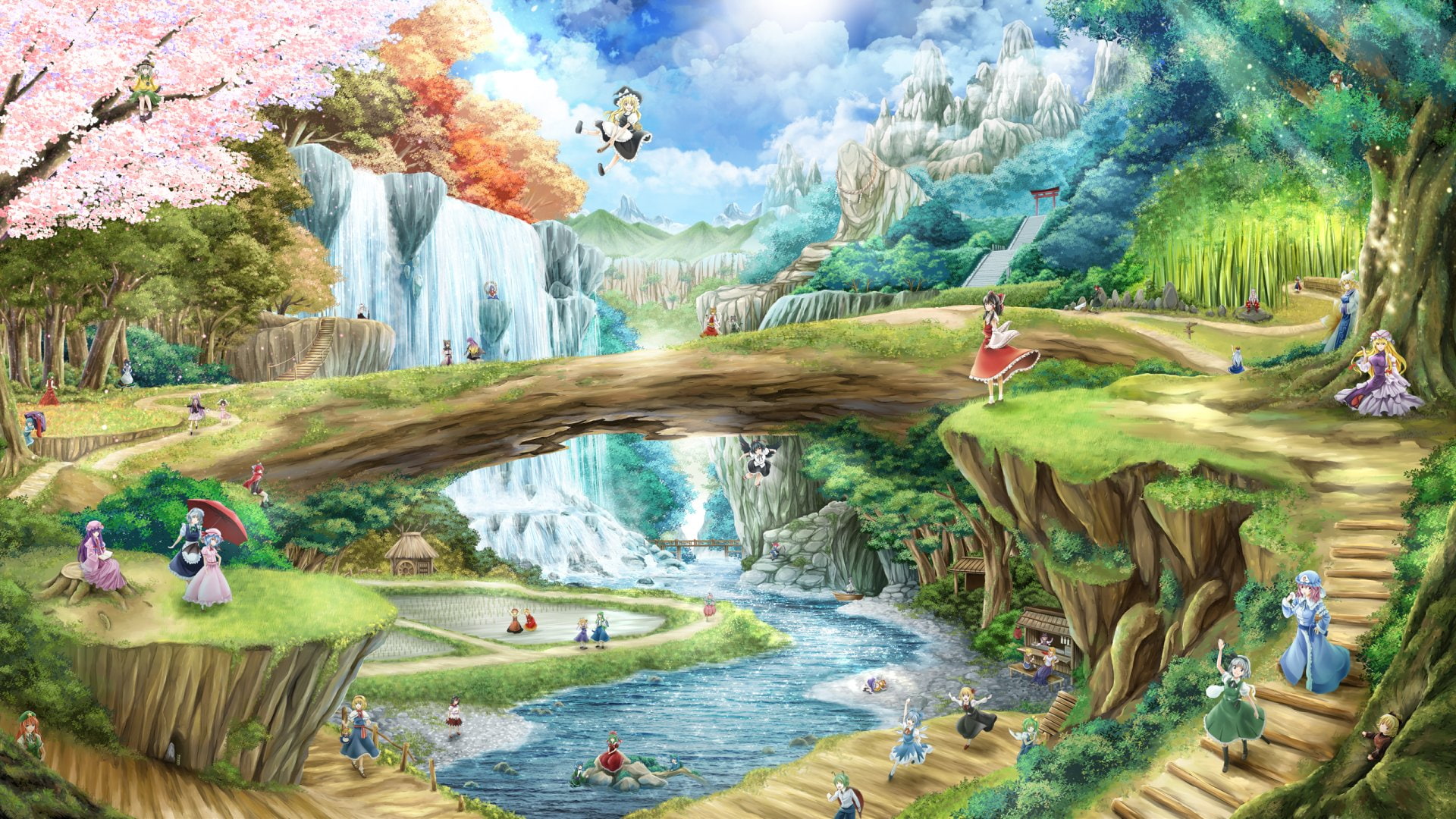 Shikieiki Yamaxanadu, Cirno (Touhou), Daiyousei (Touhou), Koishi Komeiji, Komachi Onozuka, Shinki (Touhou), Hourai (Touhou), 1080P, Lunasa Prismriver, HD Wallpaper