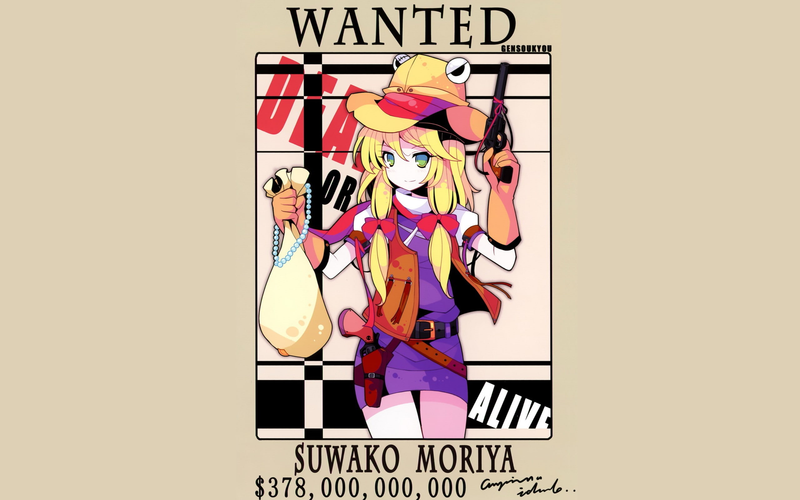 hd, cartoon/comic, suwako, anime, moriya, wanted, 2K, HD Wallpaper